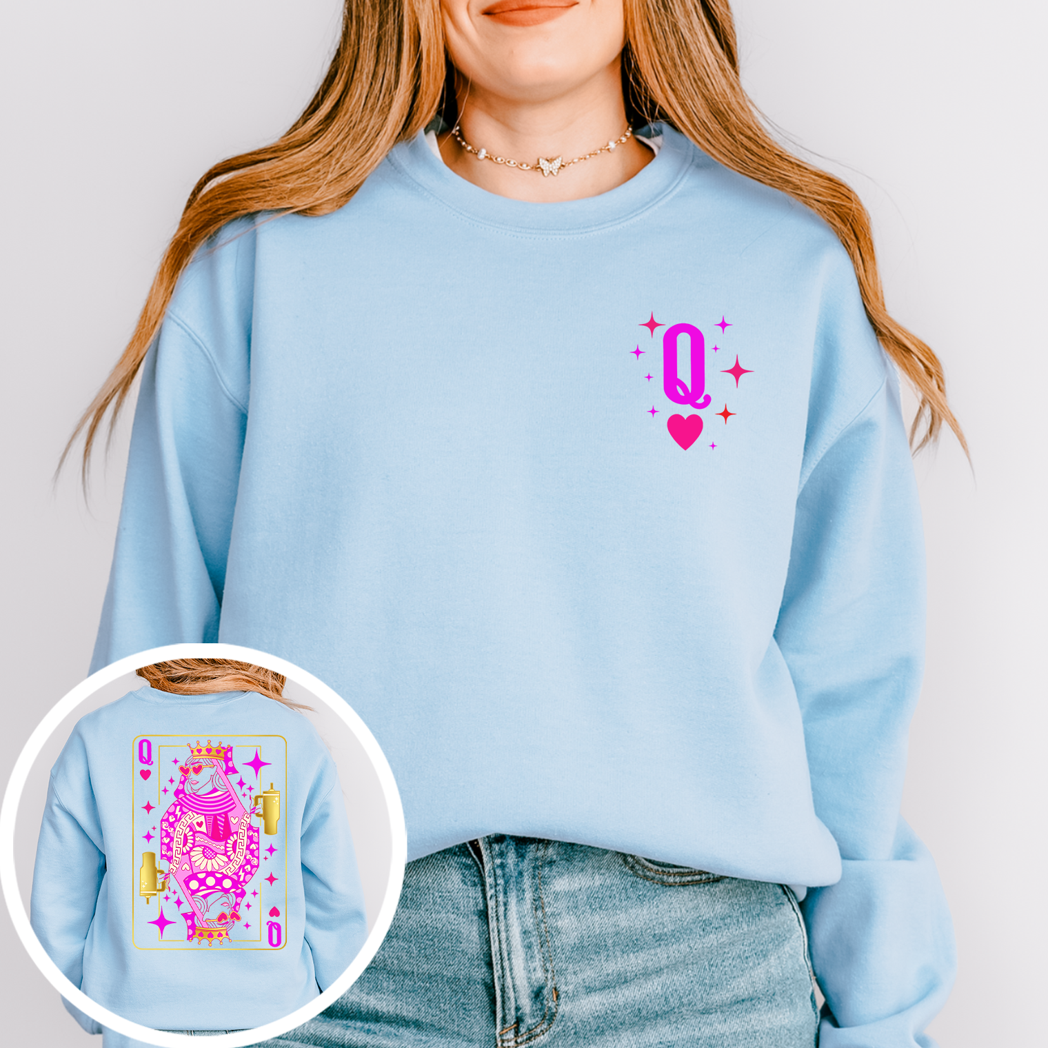Queen Of Hearts Retro Graphic Sweatshirt