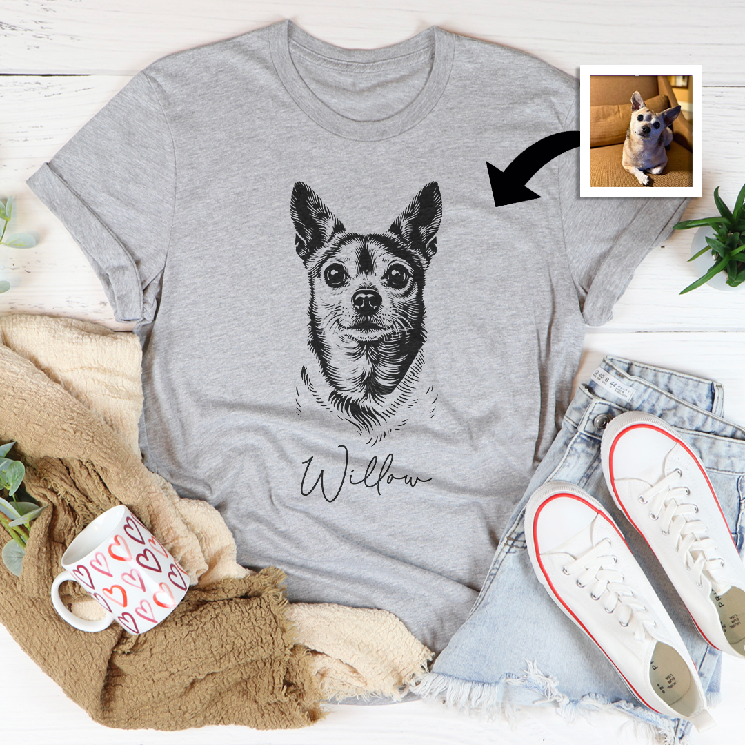 Personalized Pet Portrait With Pet Photo Tee