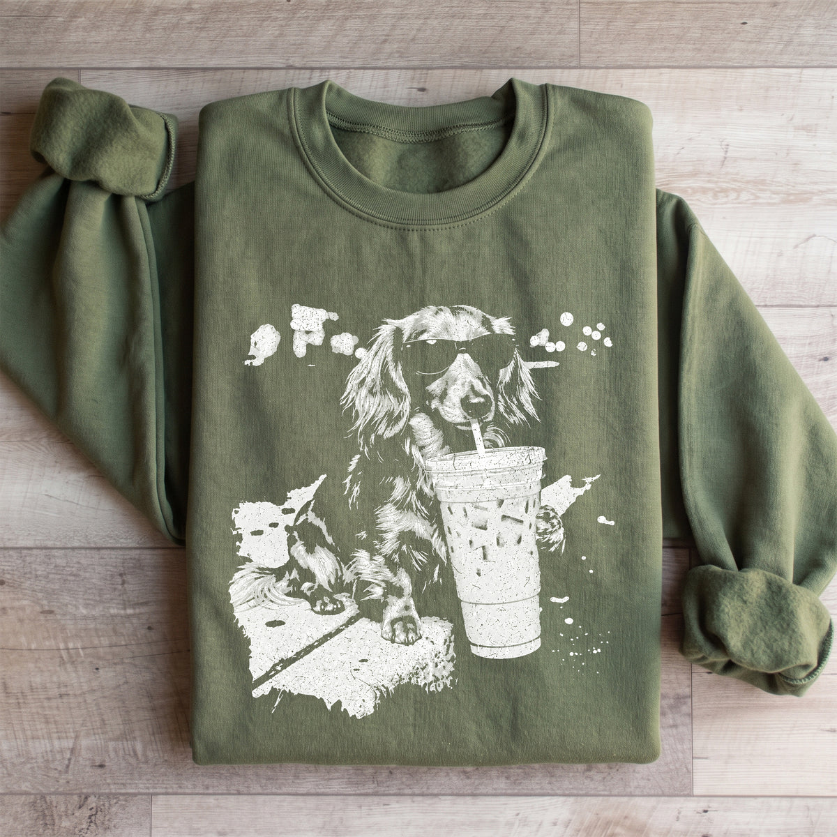 Dachshund Drinking Iced Coffee Sweatshirt