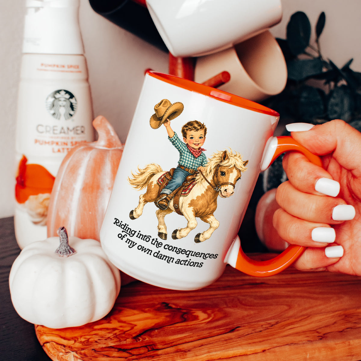 Riding Into The Consequences Cowboy Mug