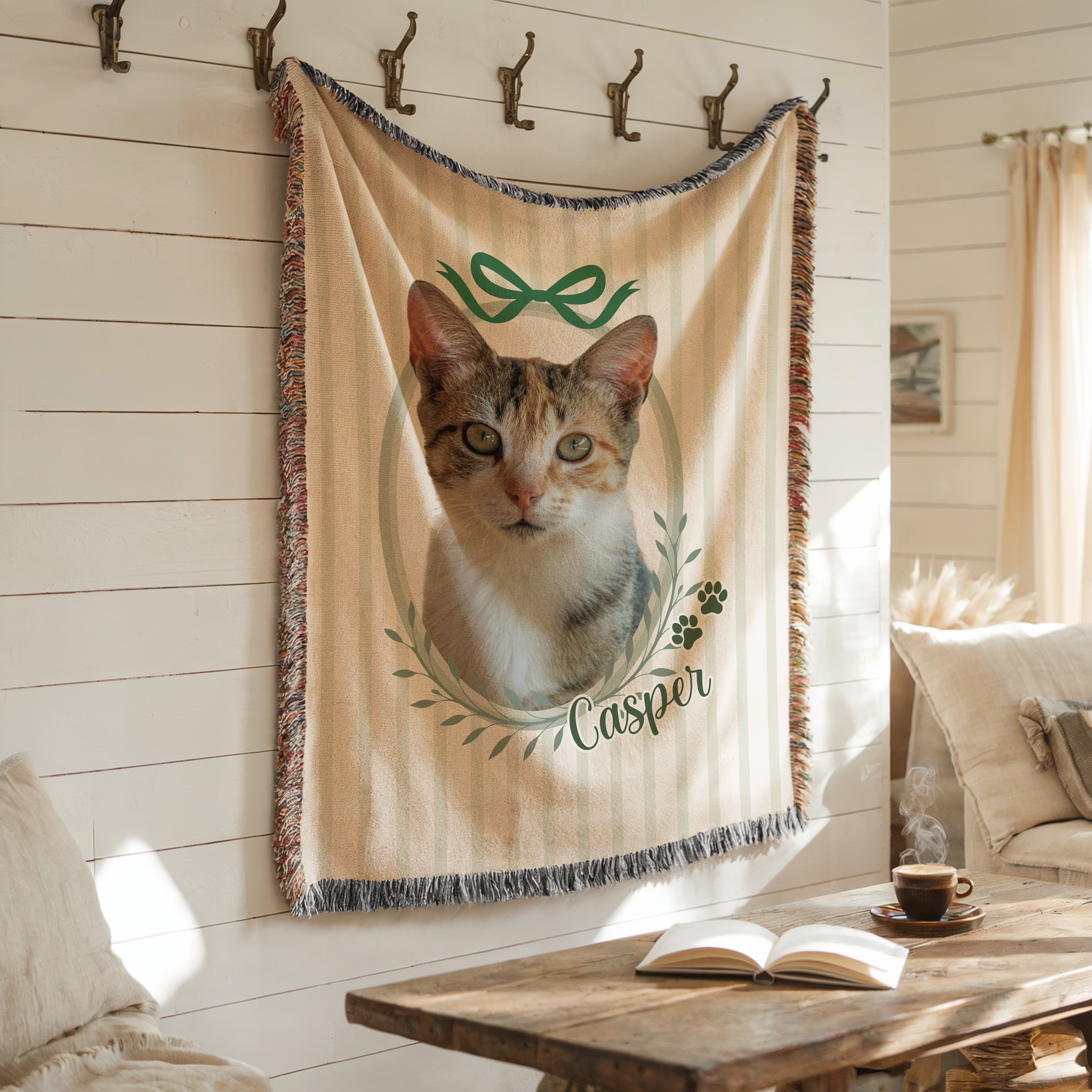 Personalized Dog Photo Custom Pet Cat Coquette Woven Blanket