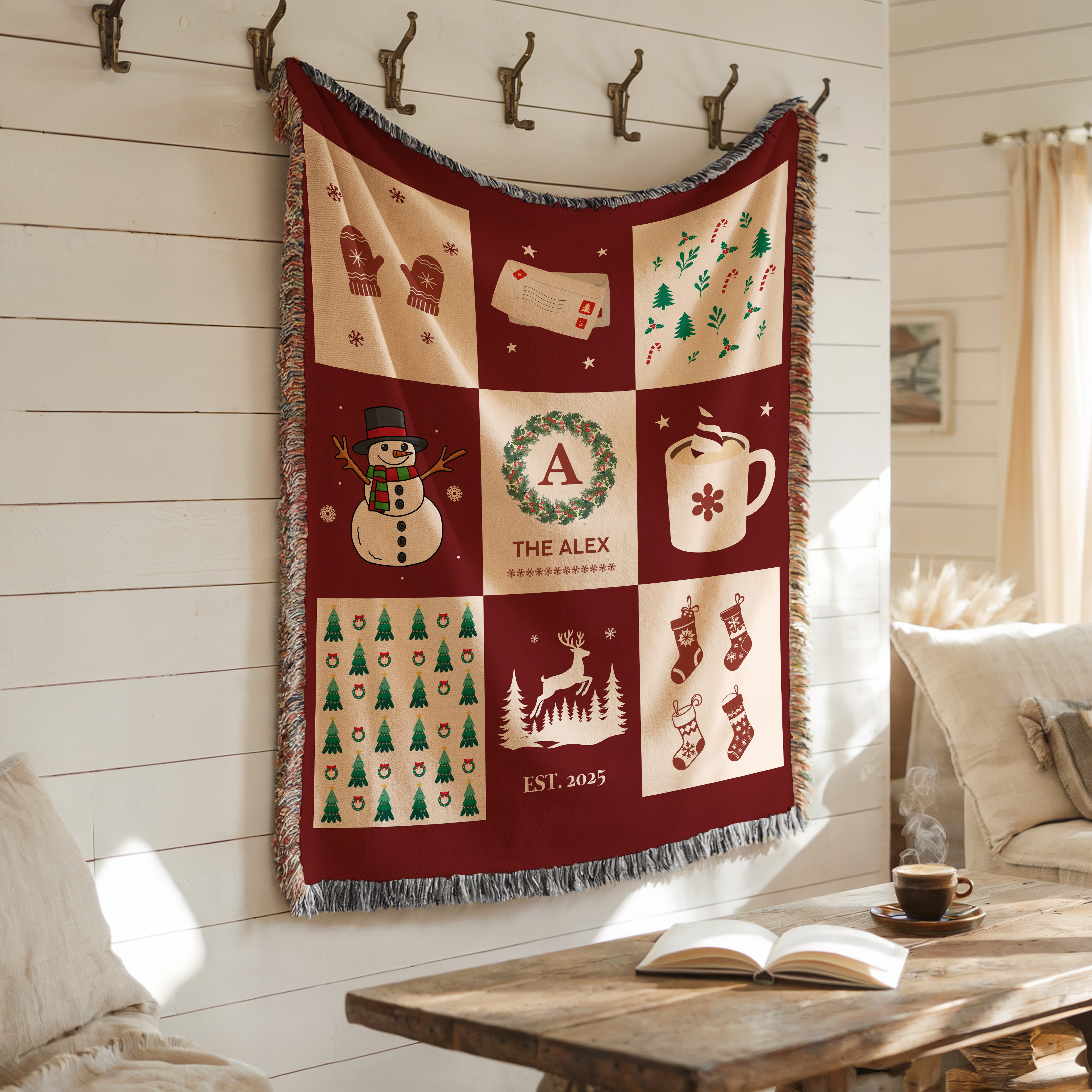 Custom Family Christmas Name & Year Blanket