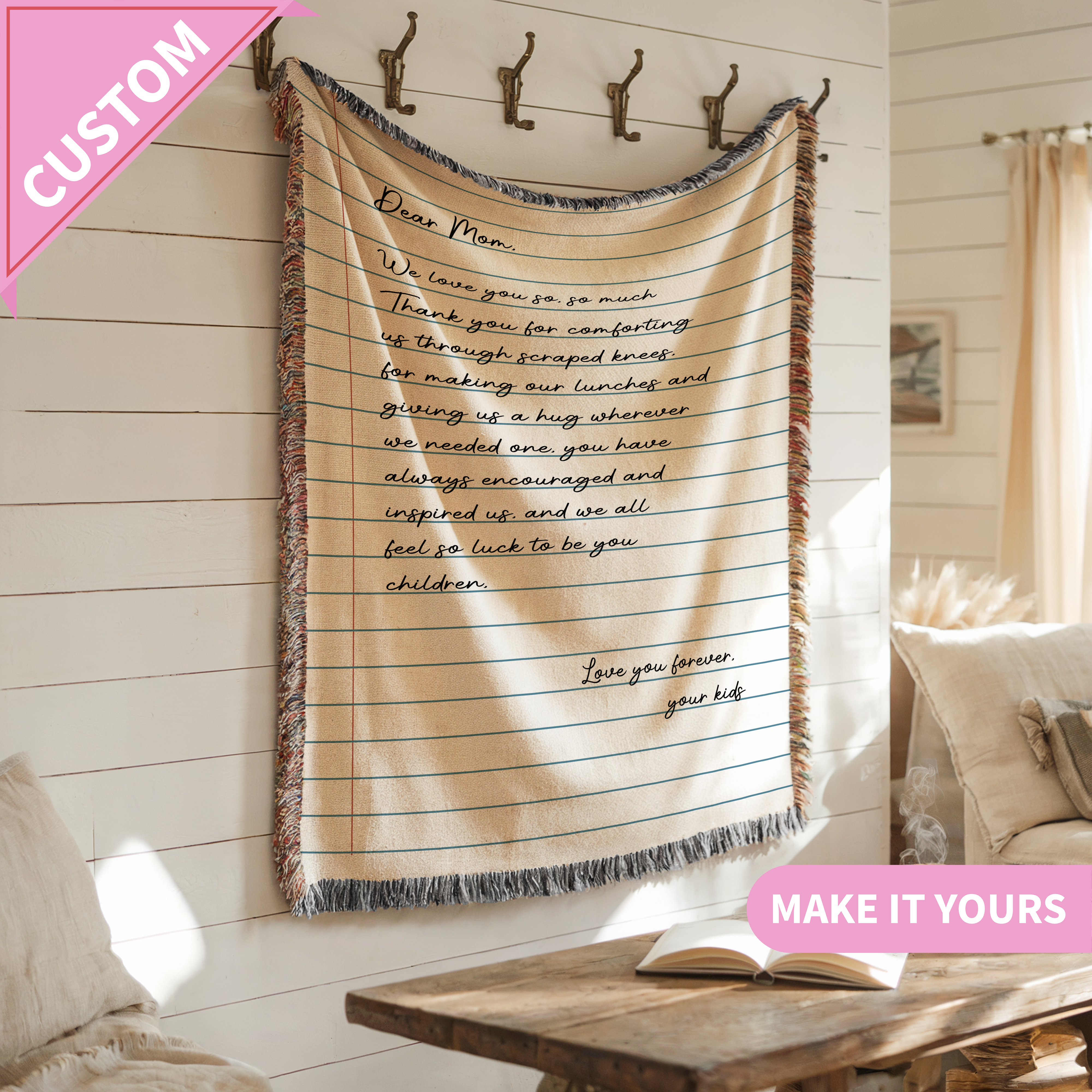 Custom Letter To Mom Gift from Kids Blanket