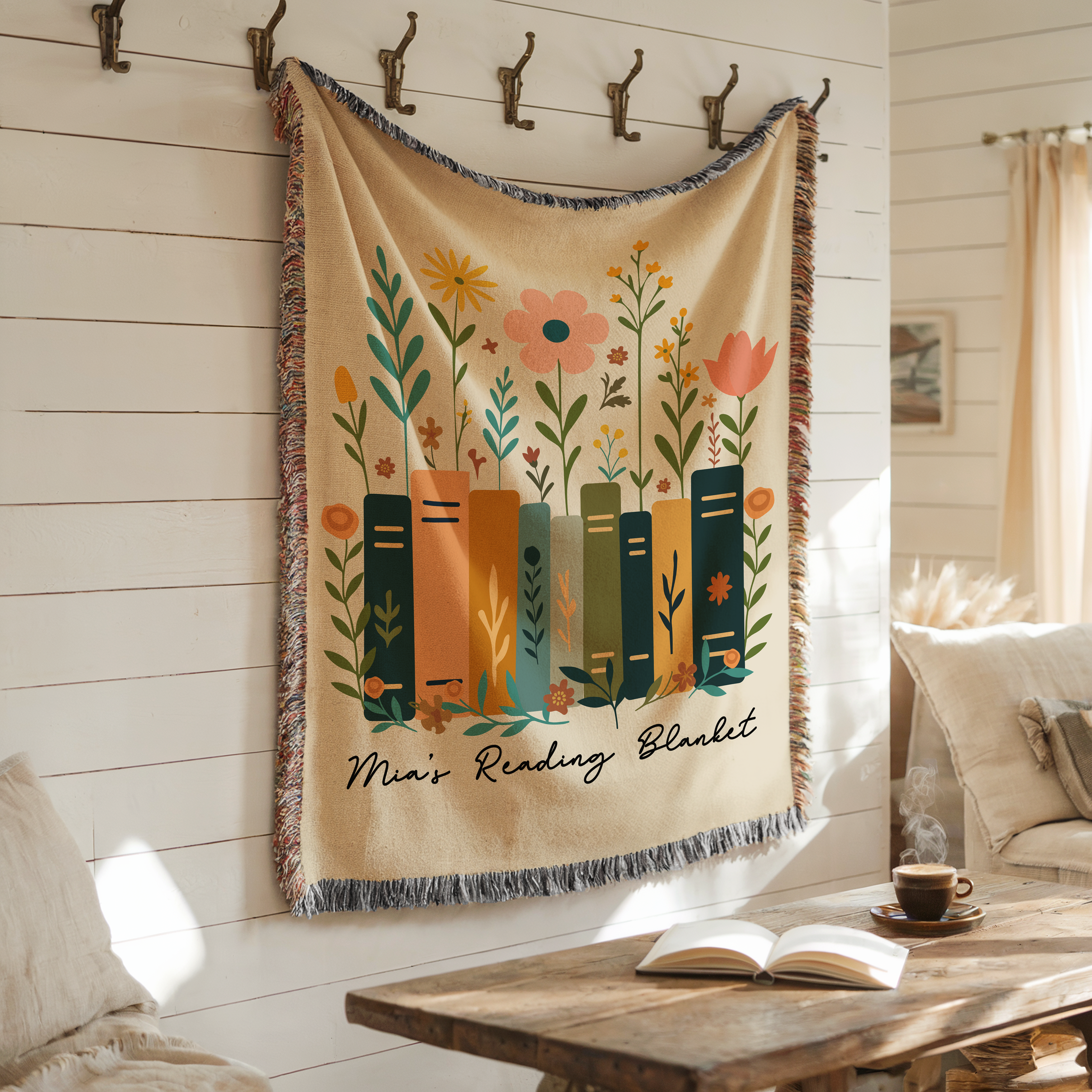 Personalized Book Lovers Custom Name Woven Reading Blanket