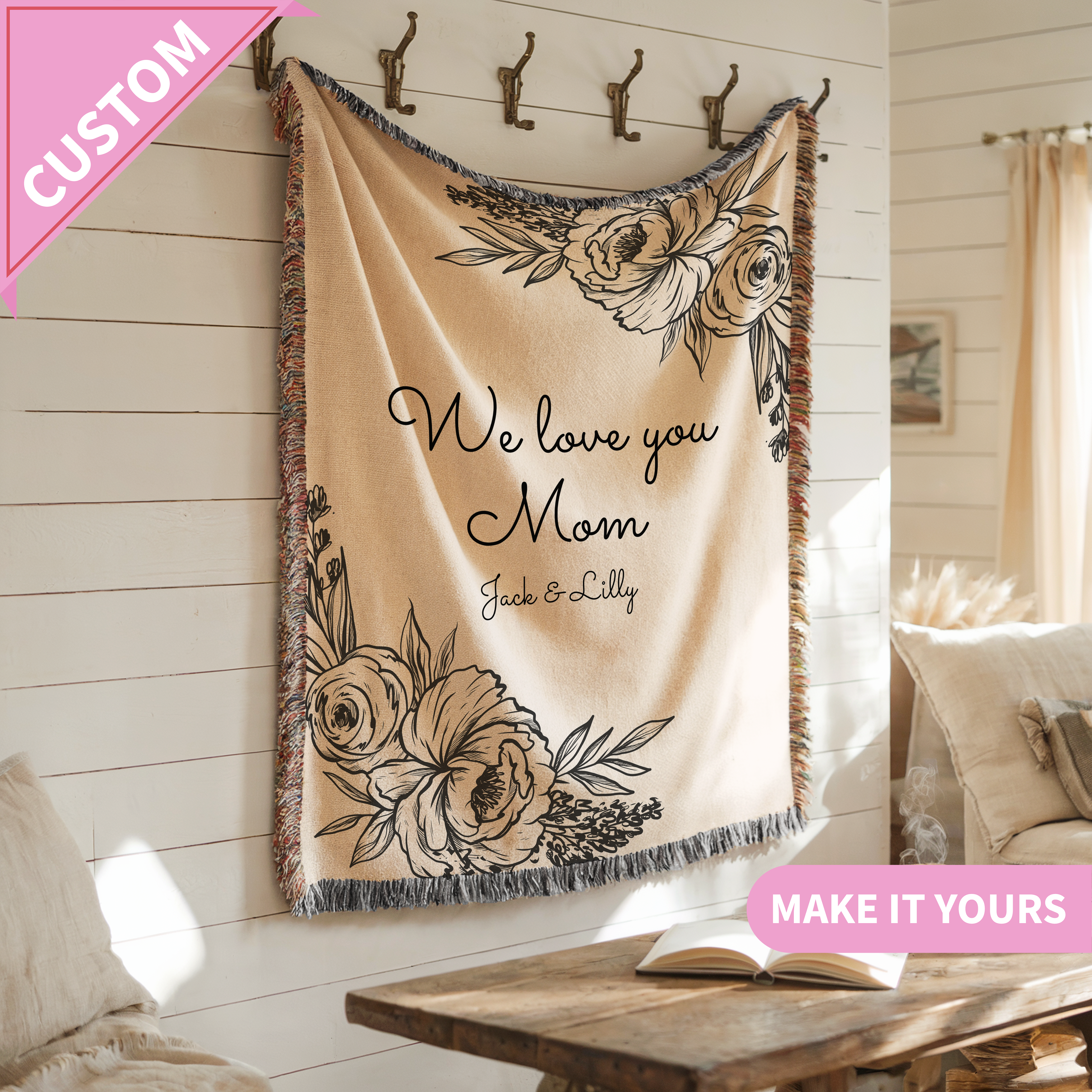 Personalized Mother's Day Gift For Mom Woven Blanket