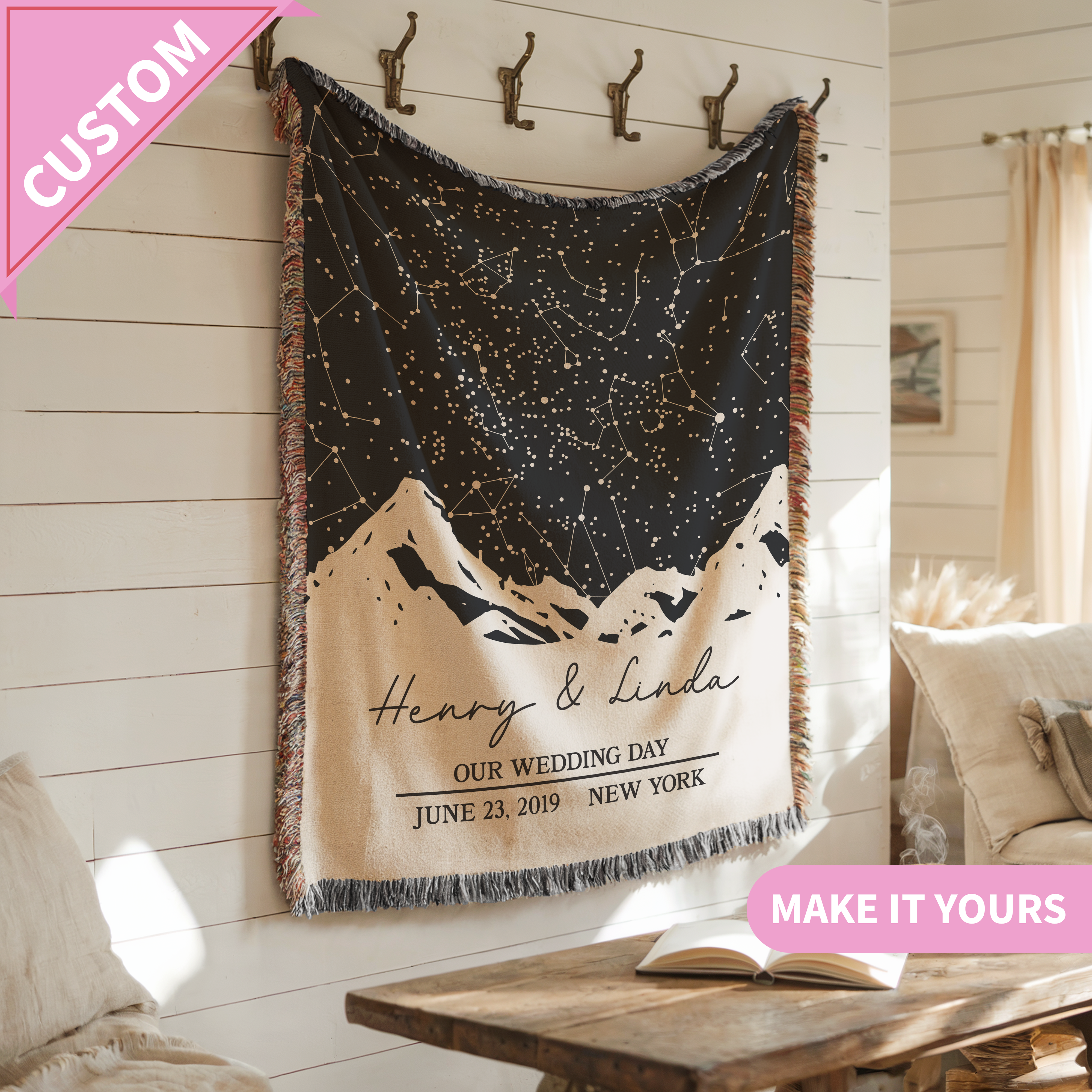 Custom Star Map Wedding Gift Blanket