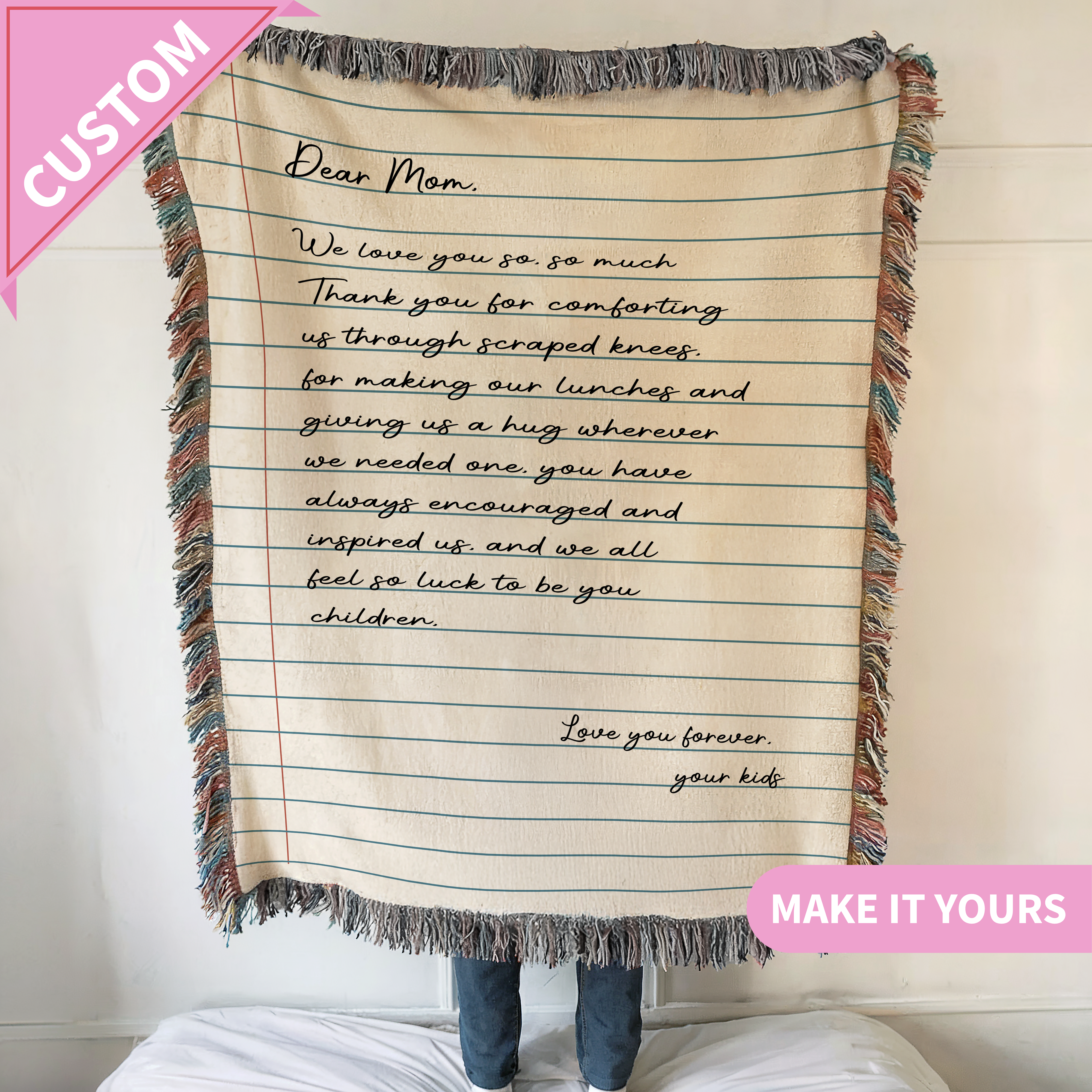 Custom Letter To Mom Gift from Kids Blanket