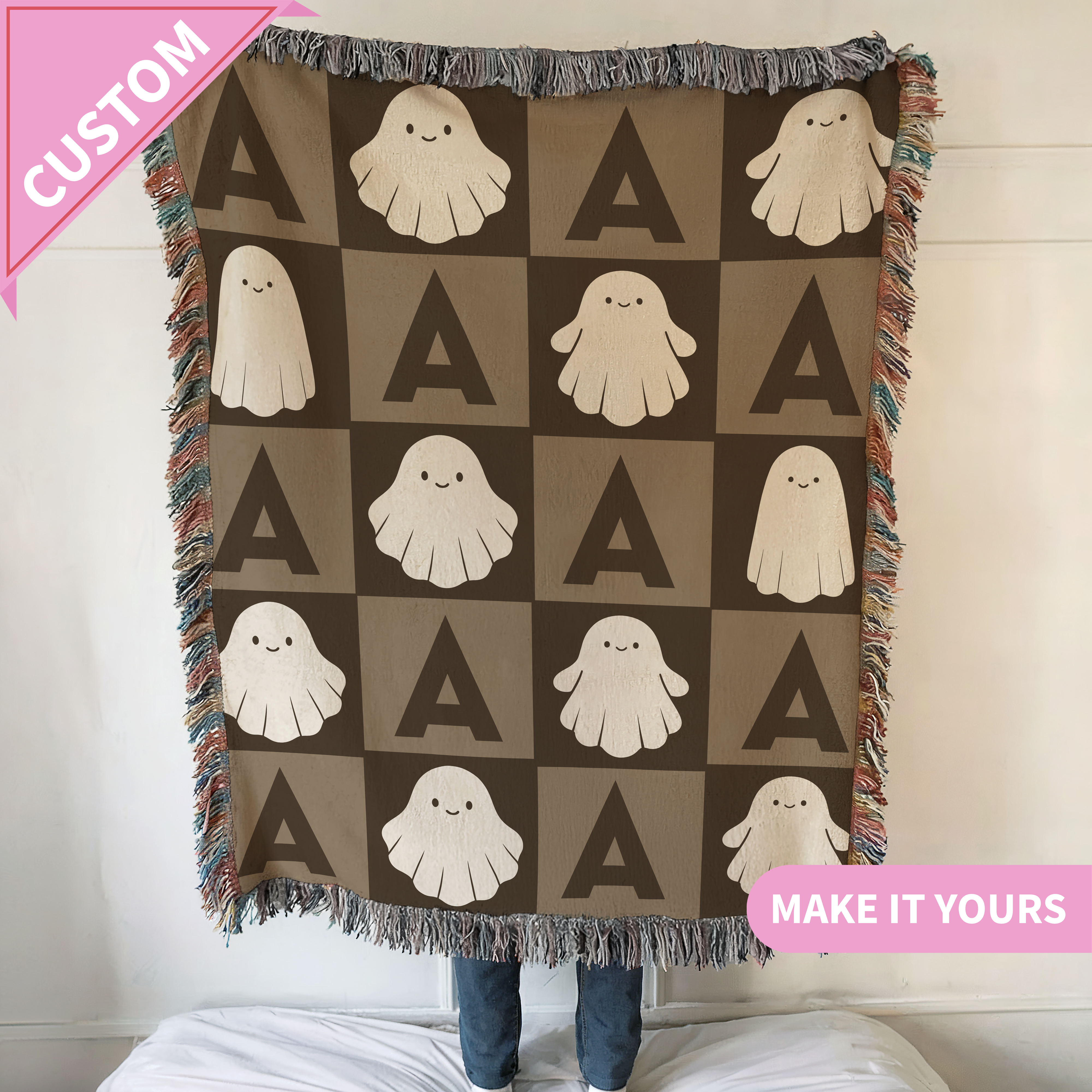 Custom Ghost Halloween Throw Blanket