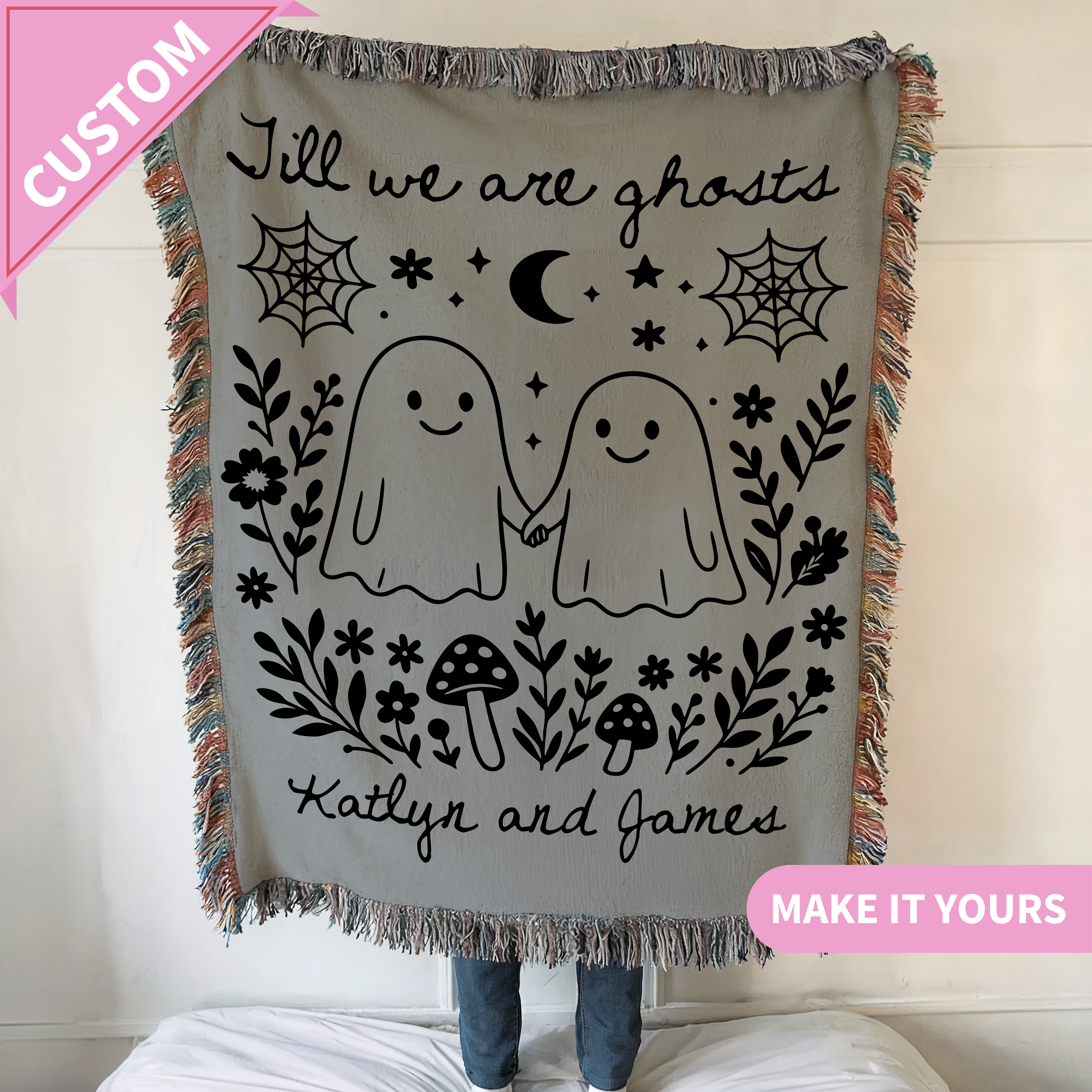 Custom Ghost Couple Till We Are Ghosts Throw Blanket