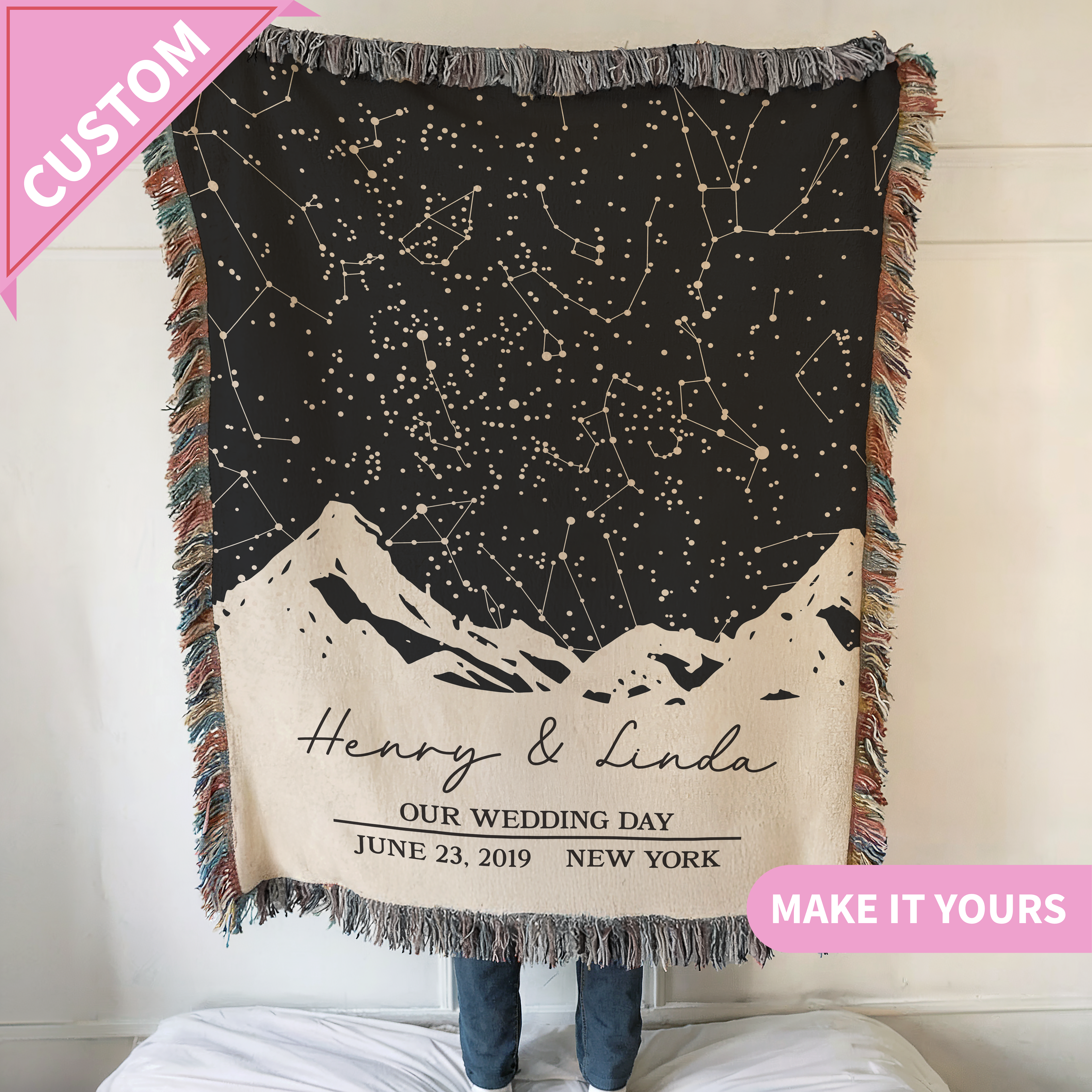 Custom Star Map Wedding Gift Blanket