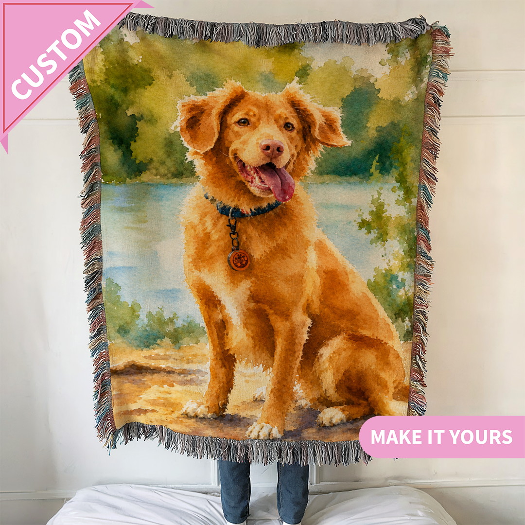 Personalized Watercolor Pet Woven Blanket
