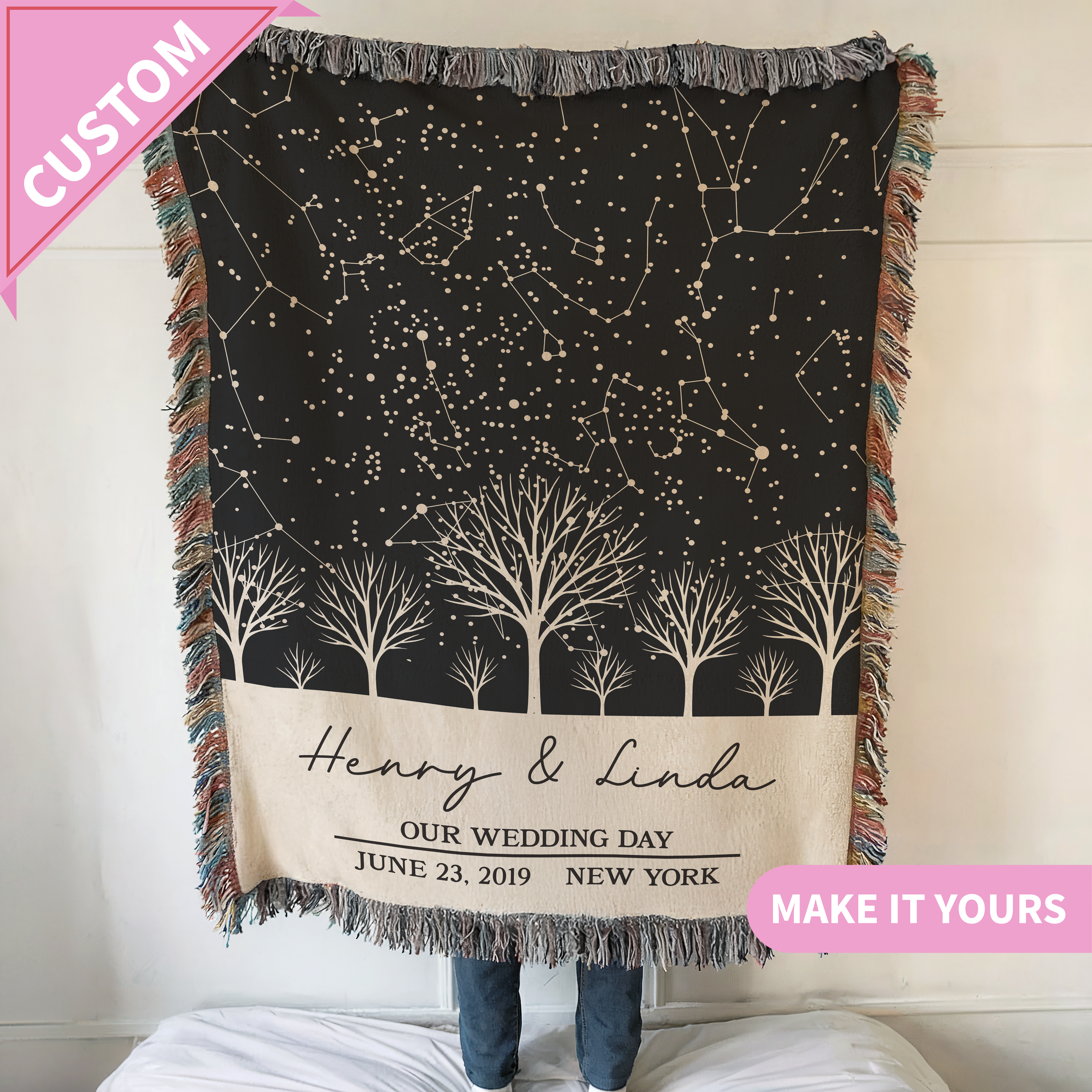 Custom Star Map Wedding Gift Blanket