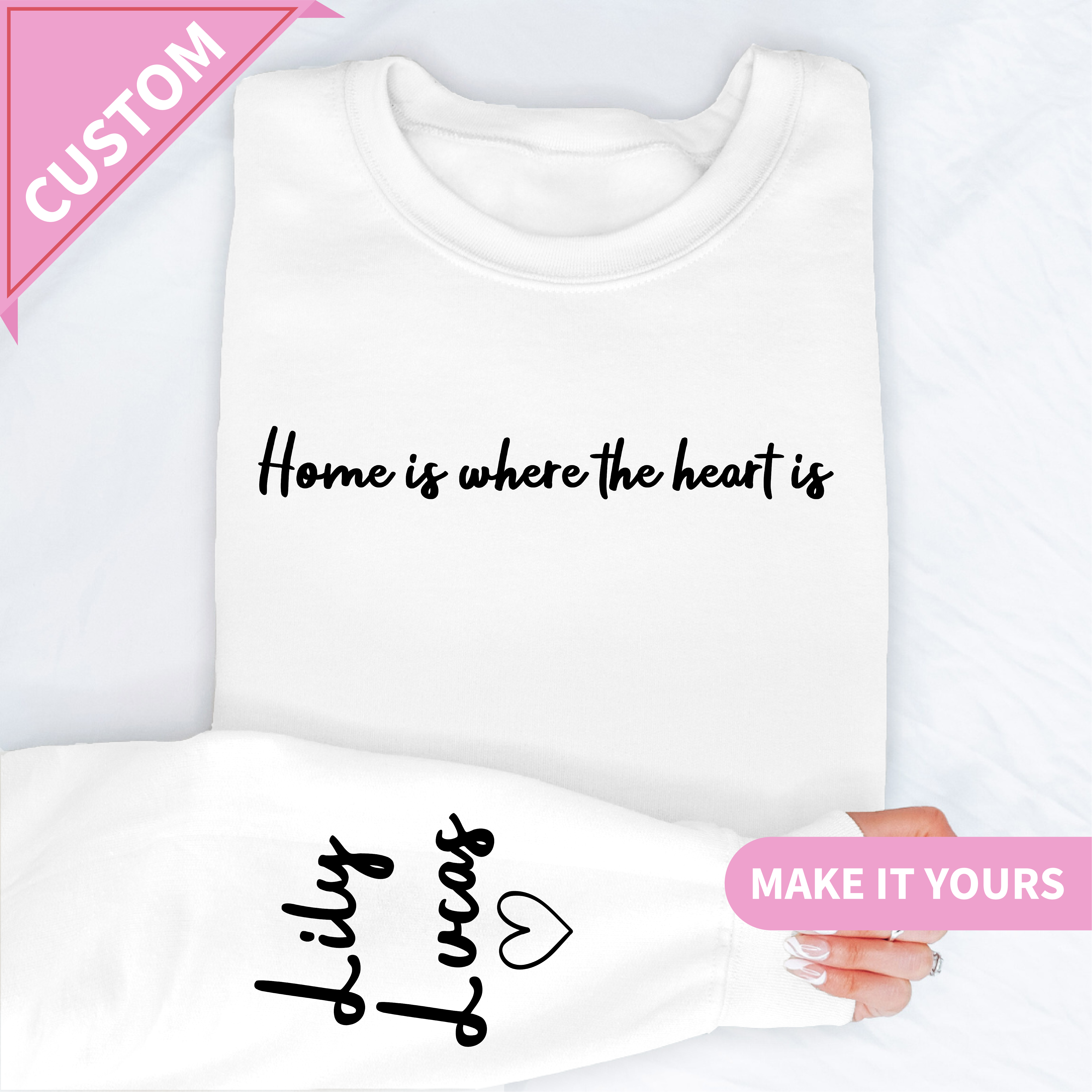 Custom Heart Text Name Print Sweatshirt
