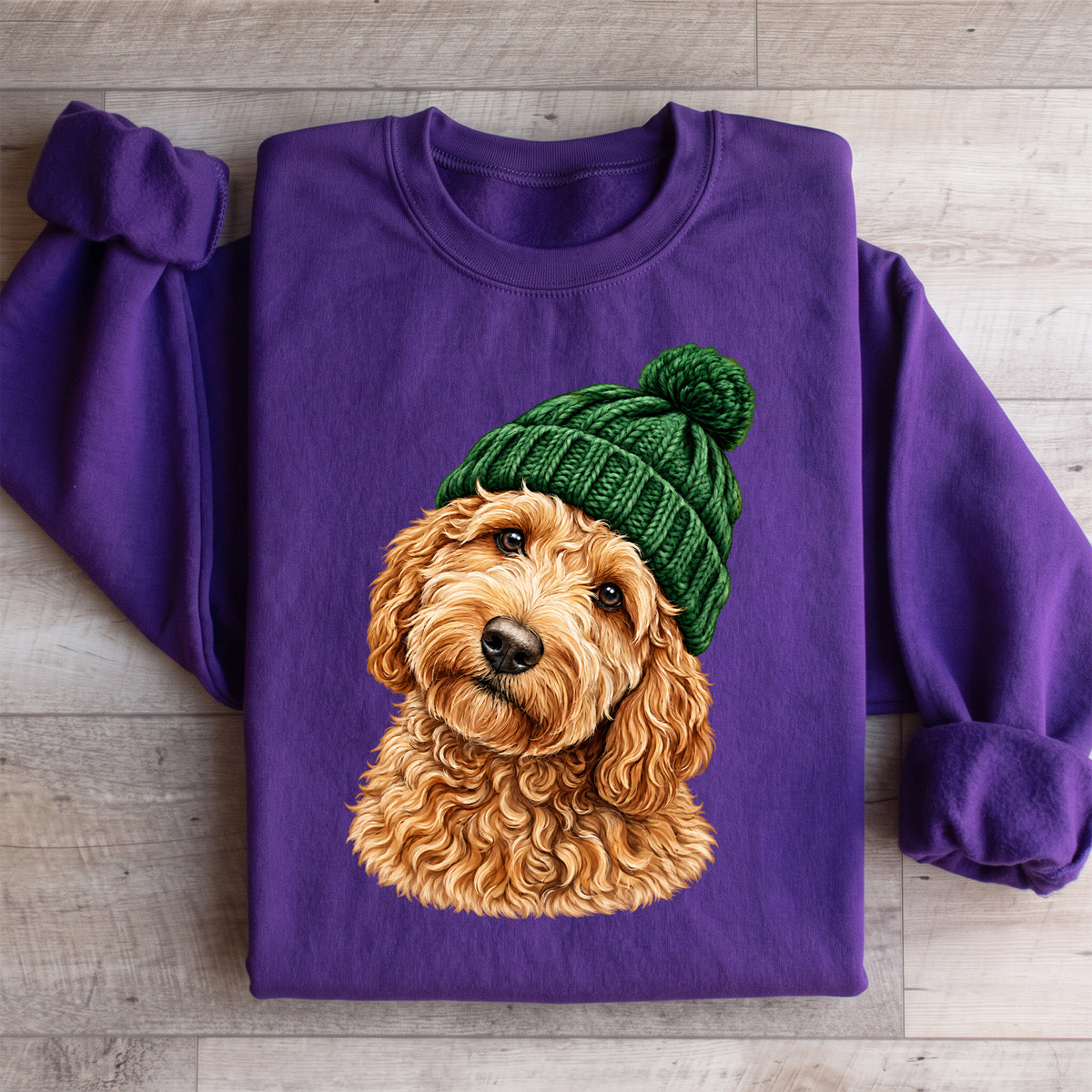 Sudadera retro de Goldendoodle con gorro tejido