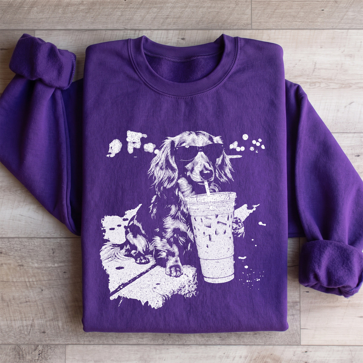 Dachshund Drinking Iced Coffee Sweatshirt