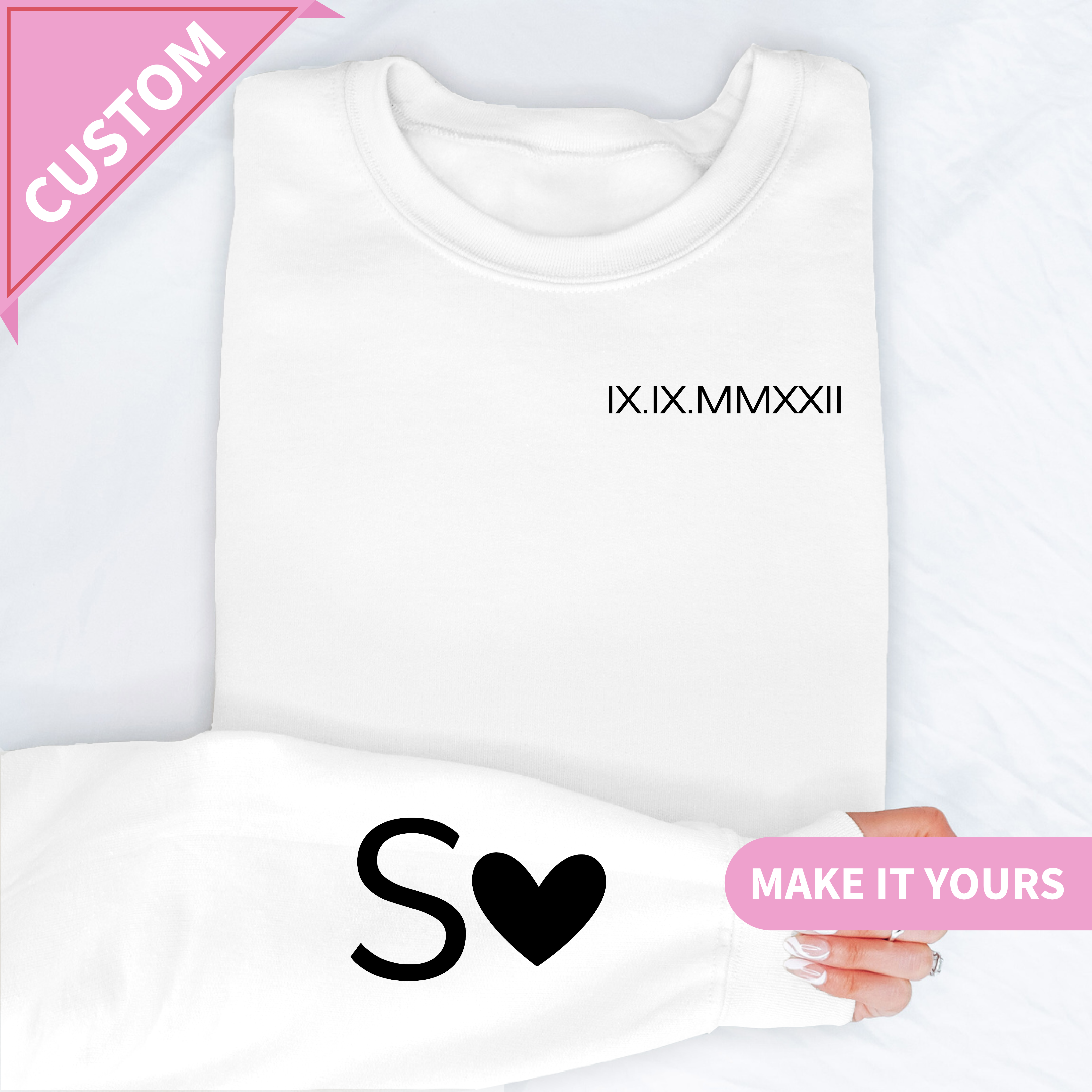 Custom Roman Numerals Date Hoodie Sweatshirt