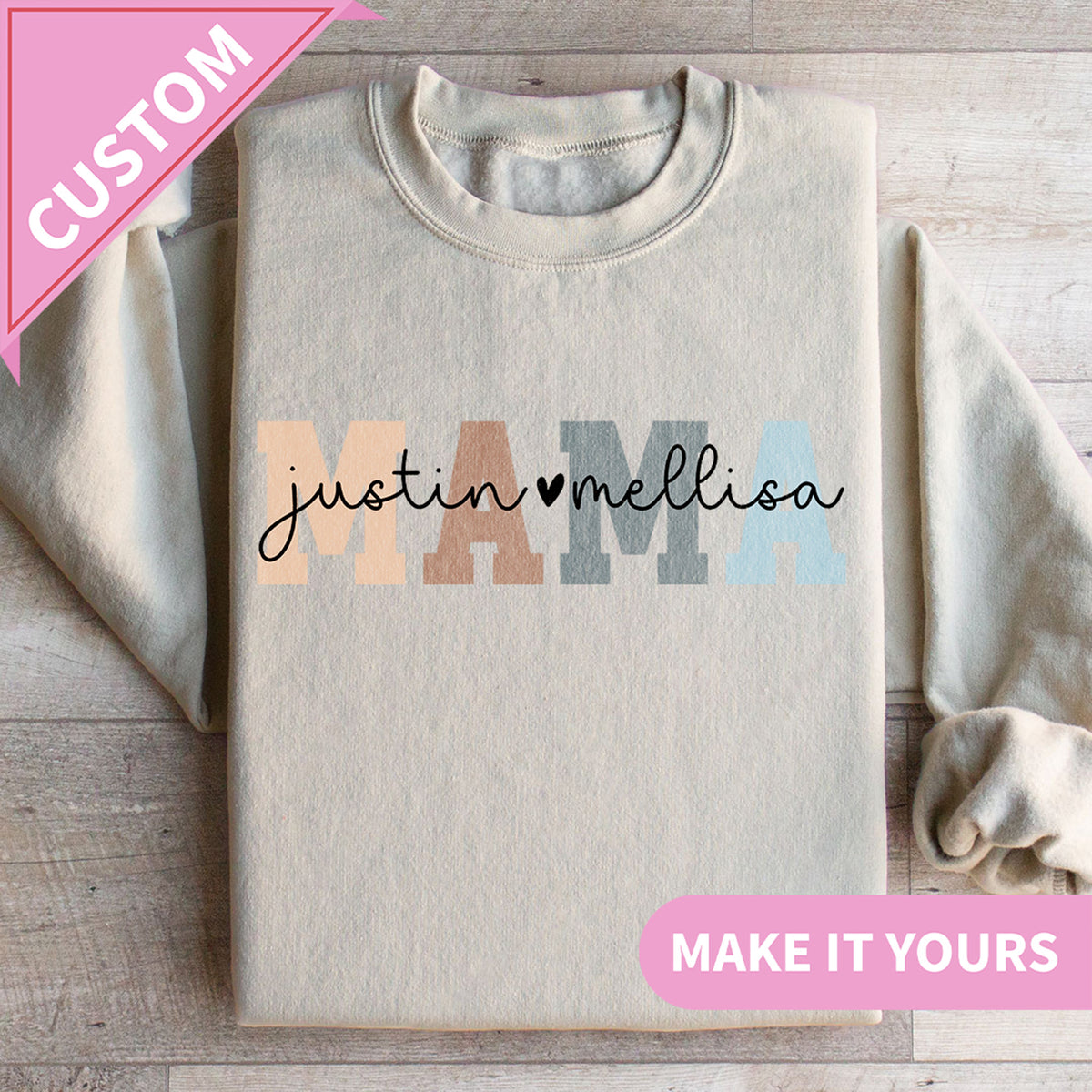 Personalisierter MAMA Pullover mit individuellem Namen – Geschenk für Mamas