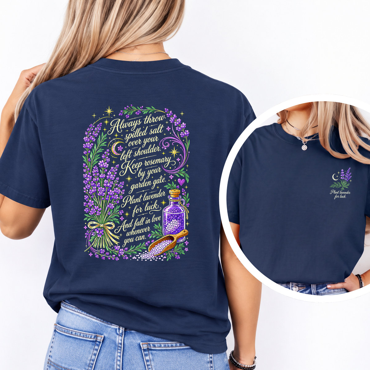 Always Throw Spilled Salt Over Your Left Shoulder Lavender Witchy Tee