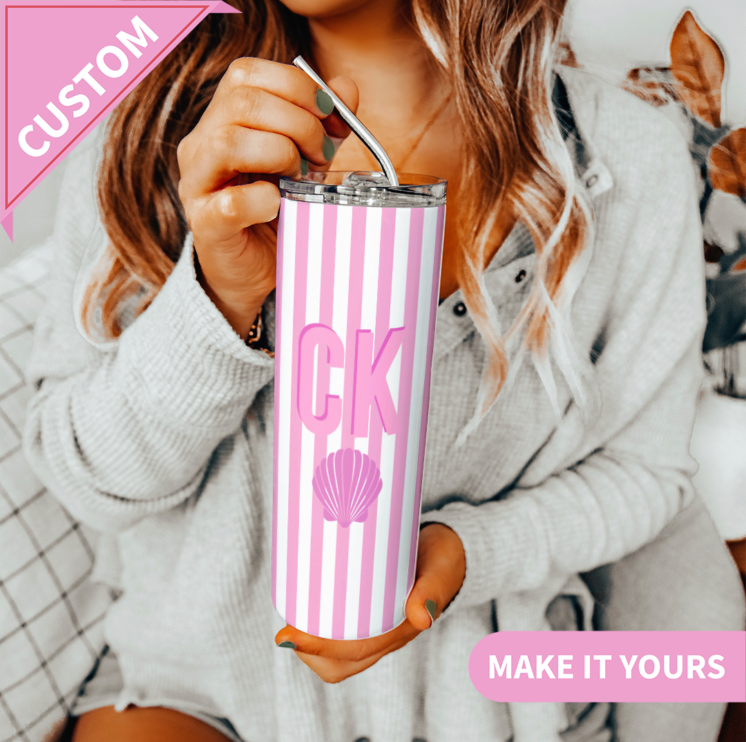 Personalized Striped Beach Girls Tumbler