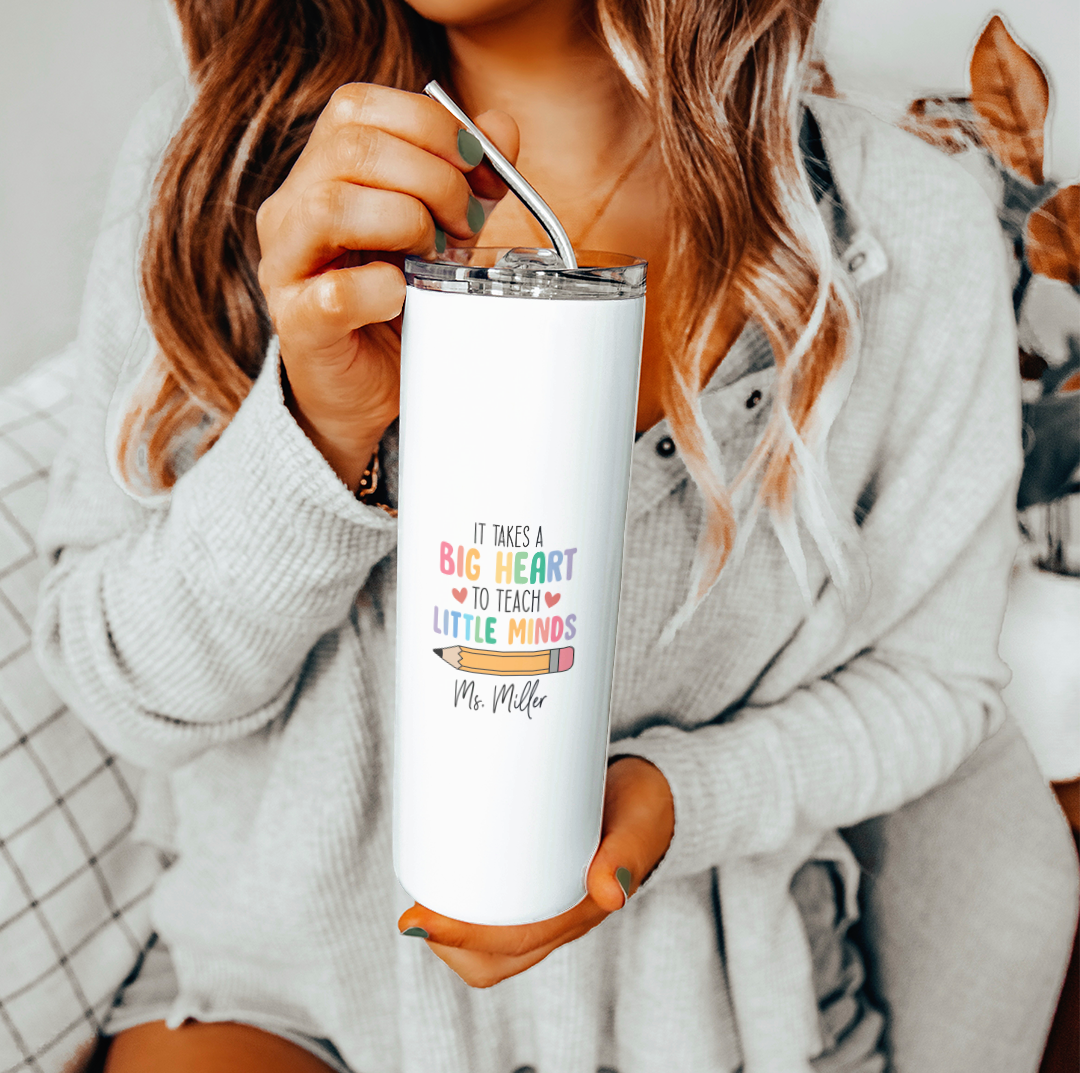 Personalized It Takes A Big Heart To Teach Little Minds Teacher Tumbler