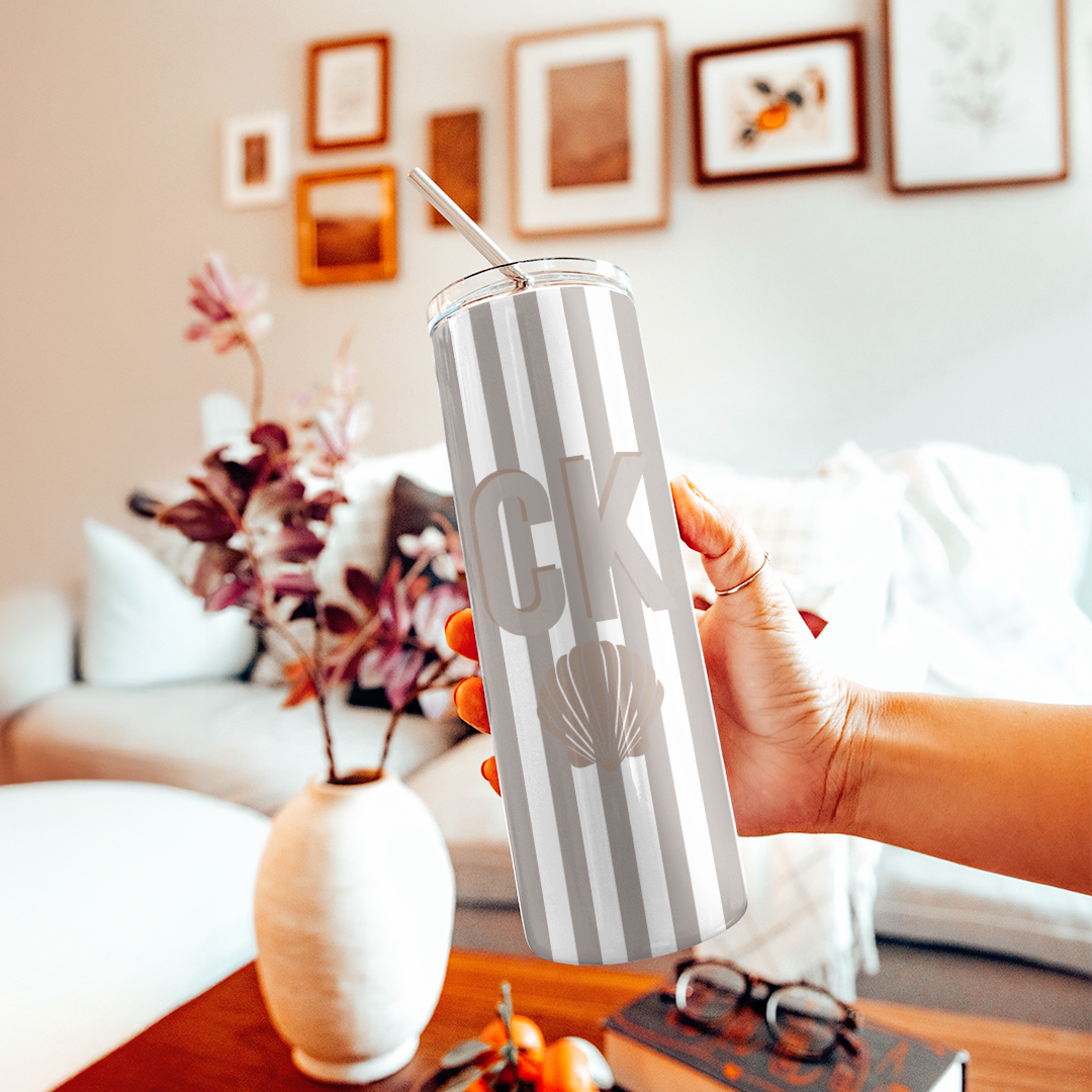 Personalized Striped Beach Girls Tumbler