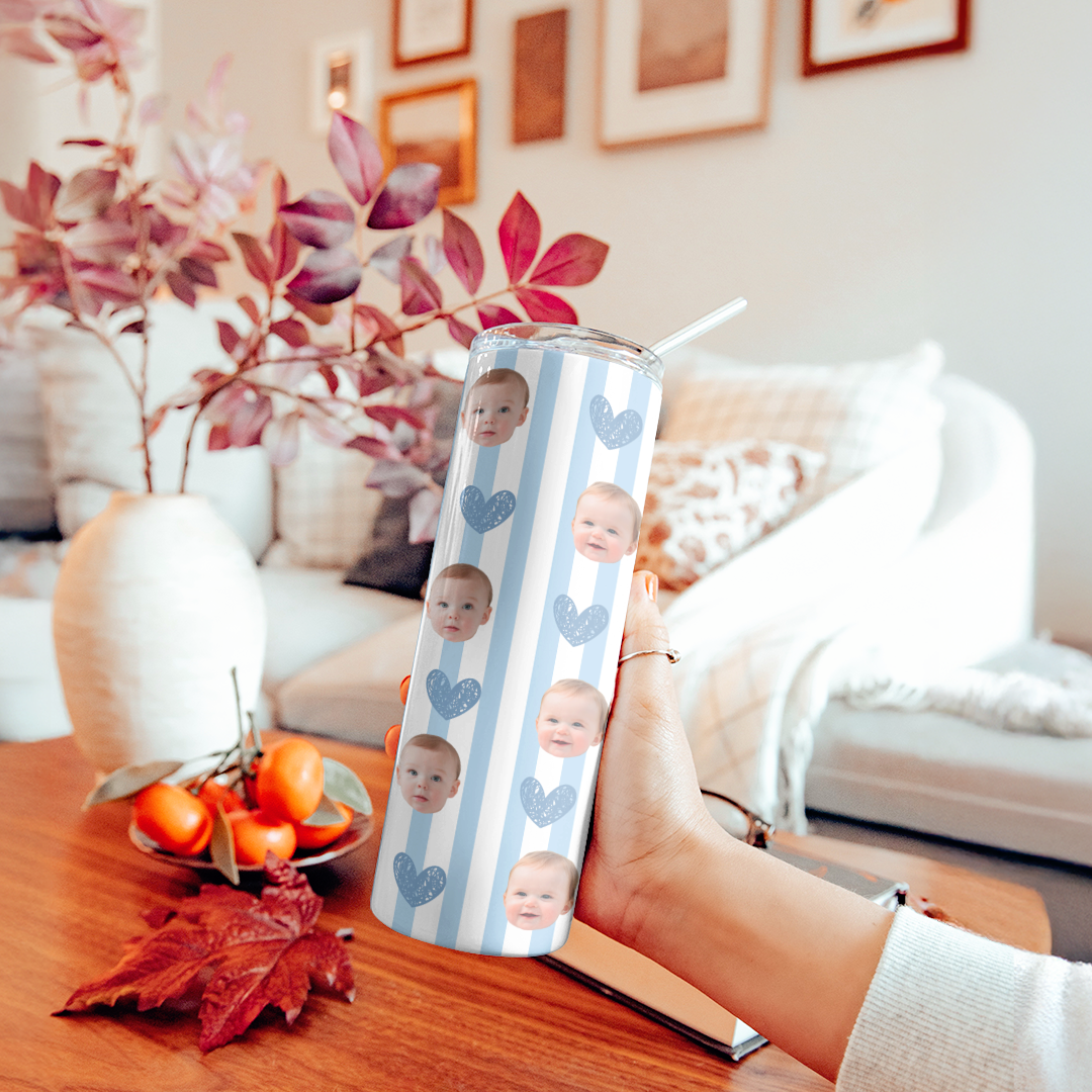 Personalized Striped Baby Face Tumbler