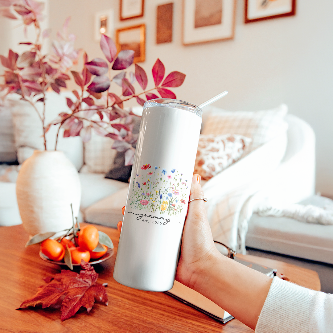 Personalized Floral Grandma Tumbler