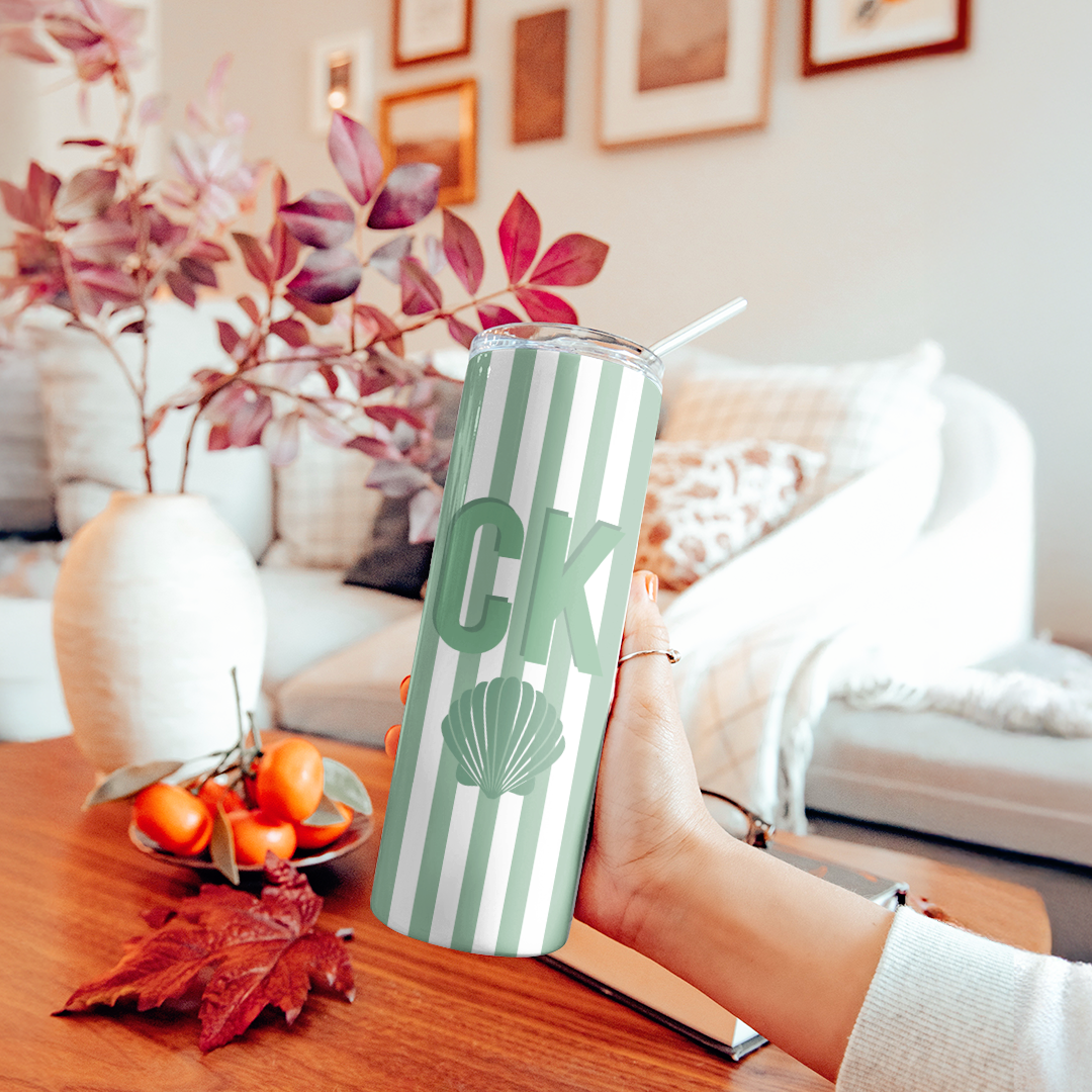 Personalized Striped Beach Girls Tumbler