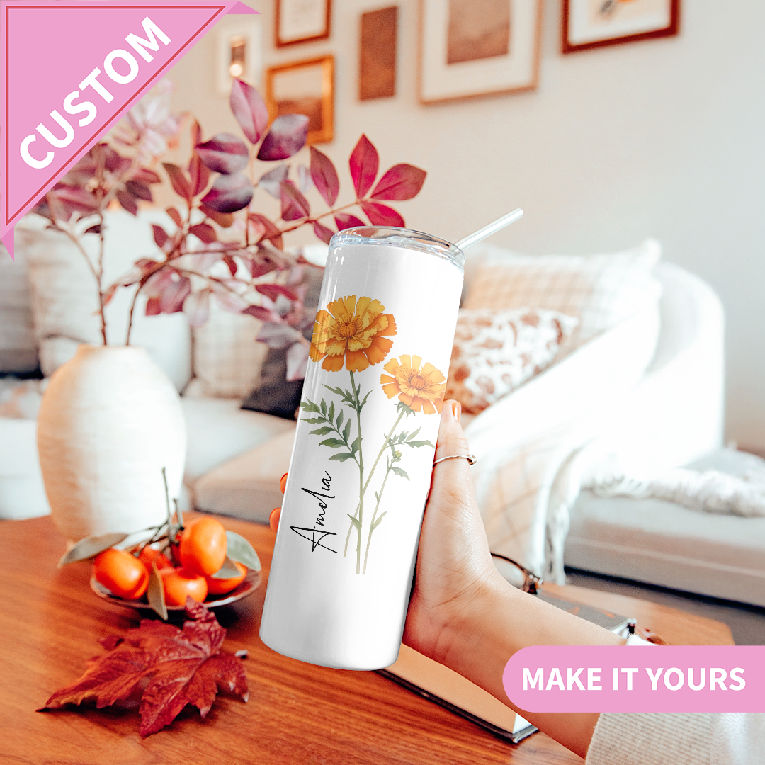 Personalize Birth Flower Tumbler