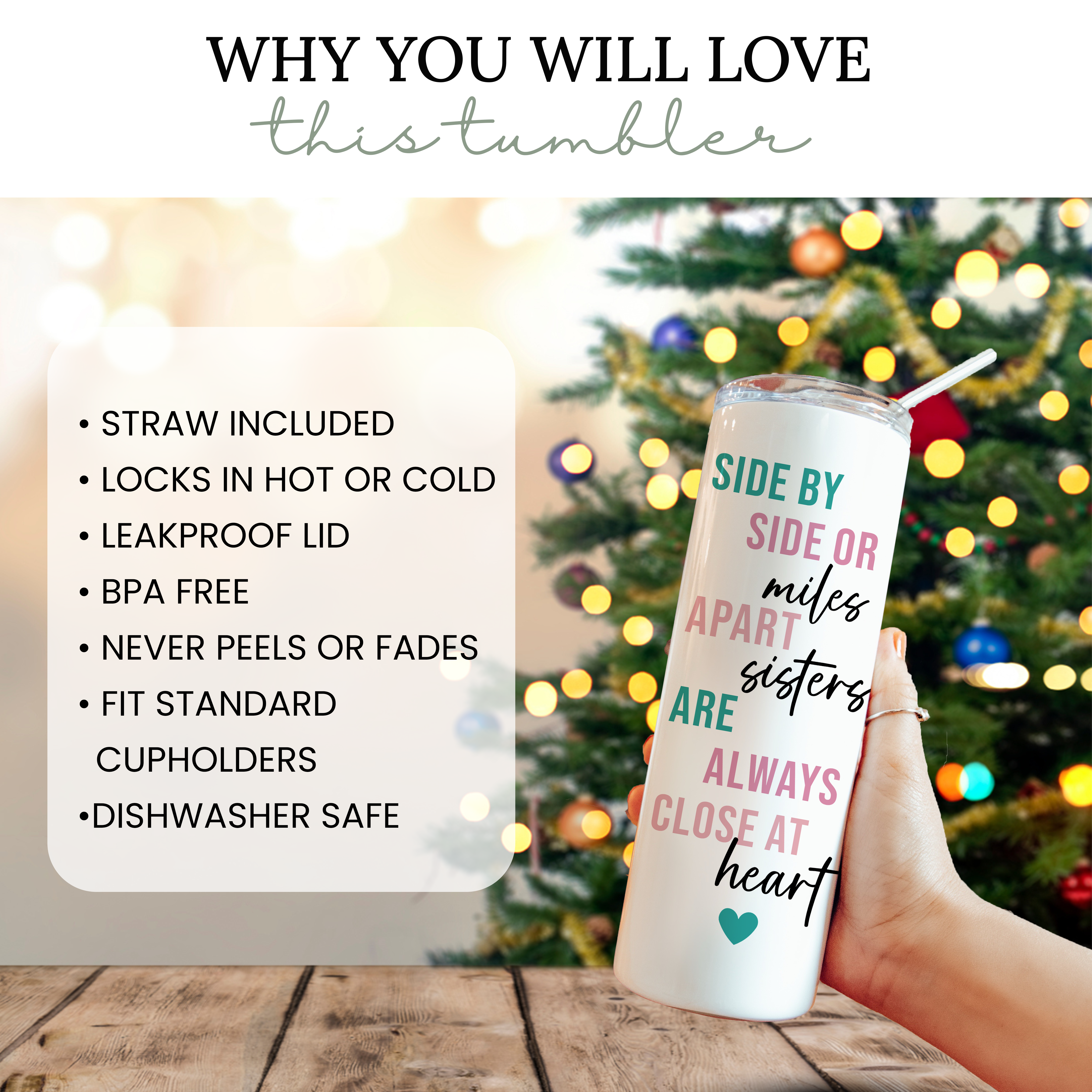 Personalized Side By Side Or Miles Apart Long Distance Sister Tumbler