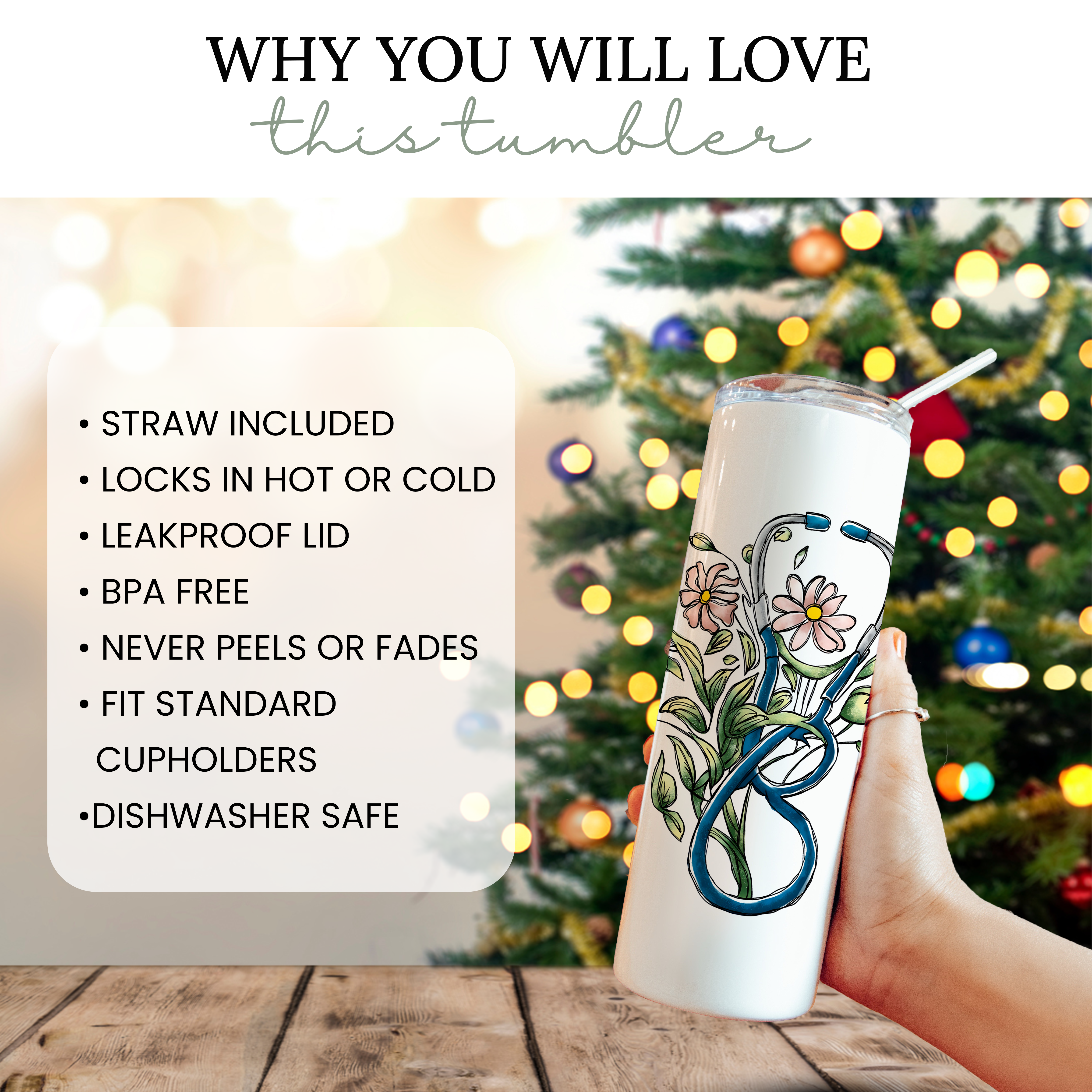 Personalized Floral Nurse Tumbler