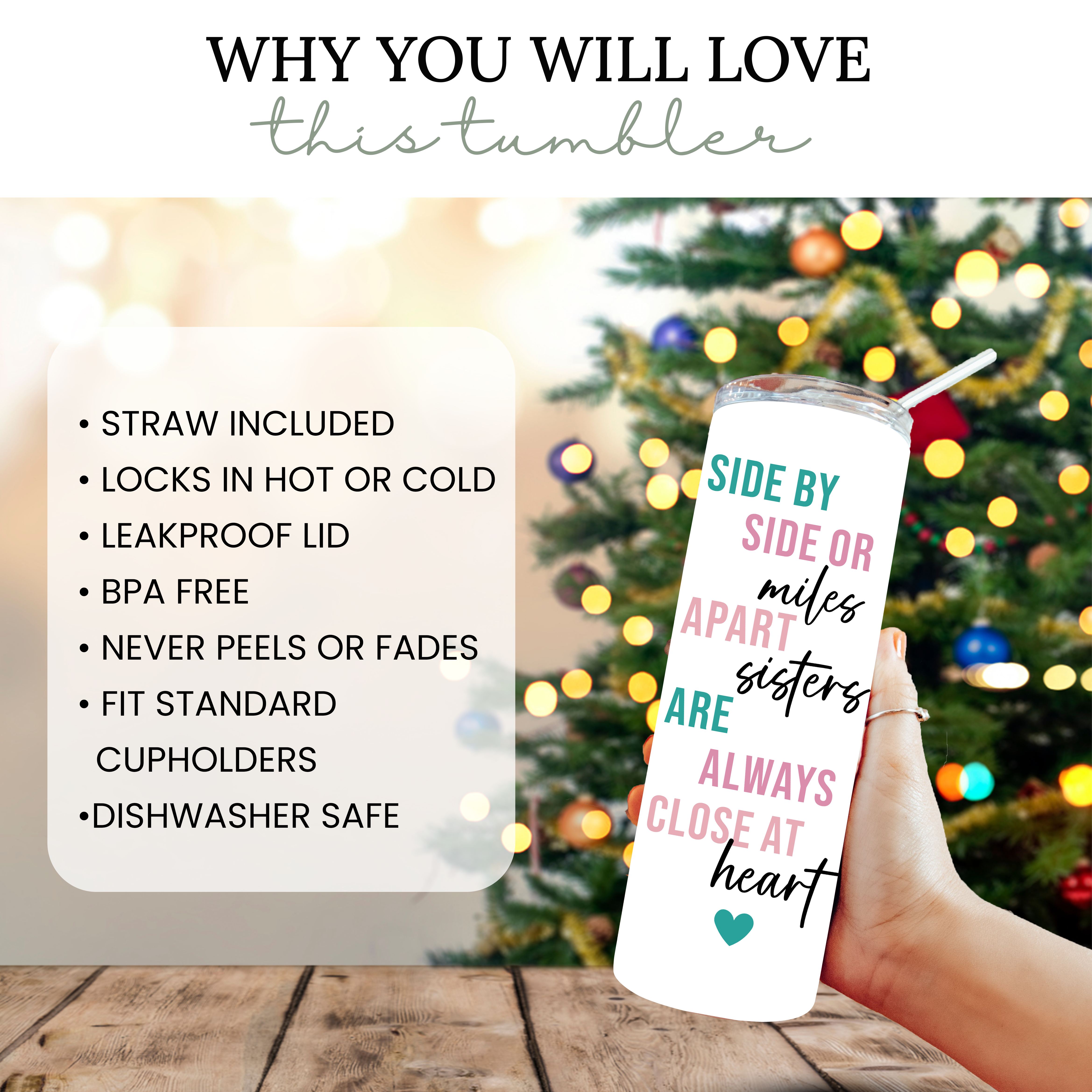 Personalized Side By Side Or Miles Apart Long Distance Sister Tumbler