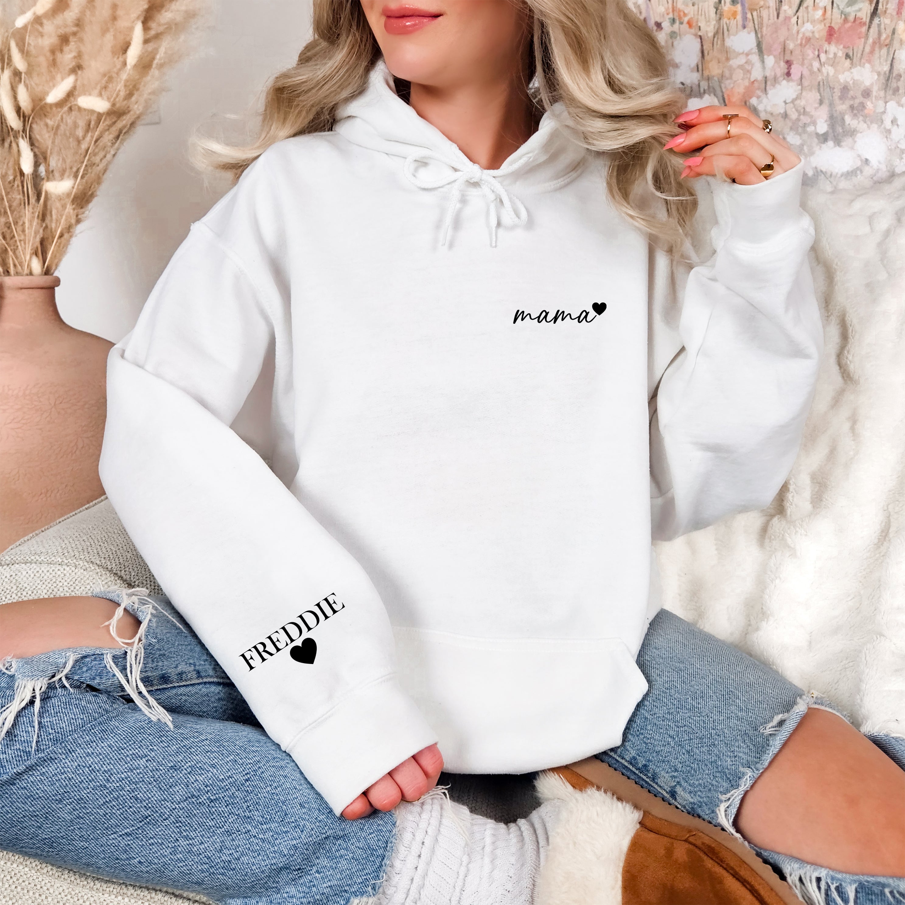 Sweat à capuche brodé personnalisé pour maman