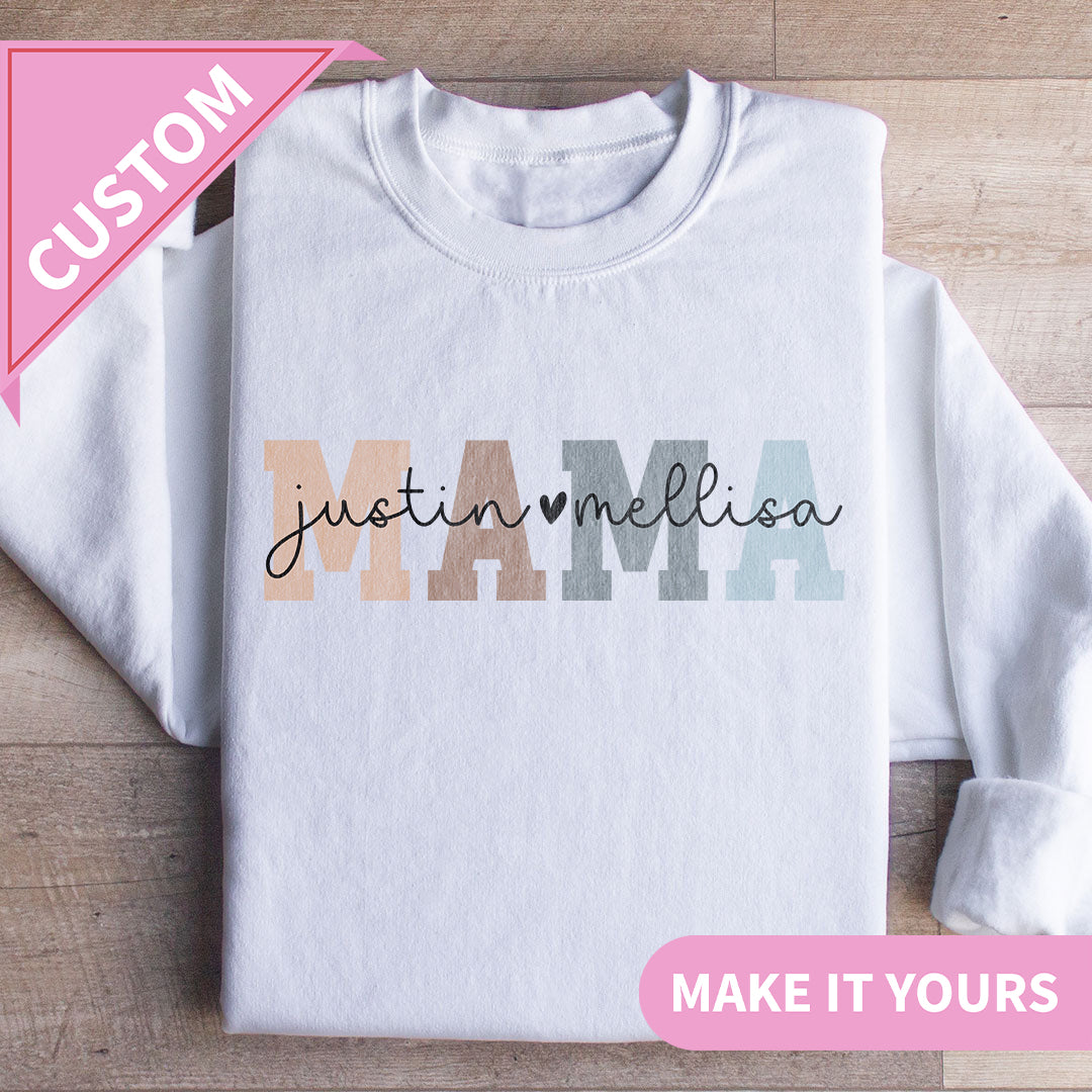 Personalisierter MAMA Pullover mit individuellem Namen – Geschenk für Mamas
