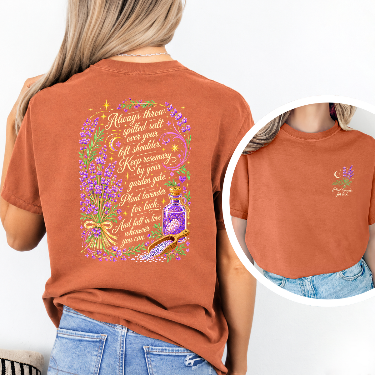 Always Throw Spilled Salt Over Your Left Shoulder Lavender Witchy Tee