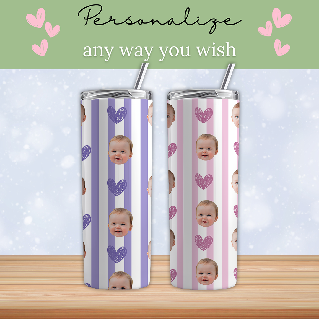 Personalized Striped Baby Face Tumbler