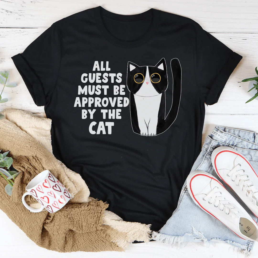 All Guest Must Be Approved By The Cat Tee Black Heather / S Peachy Sunday T-Shirt