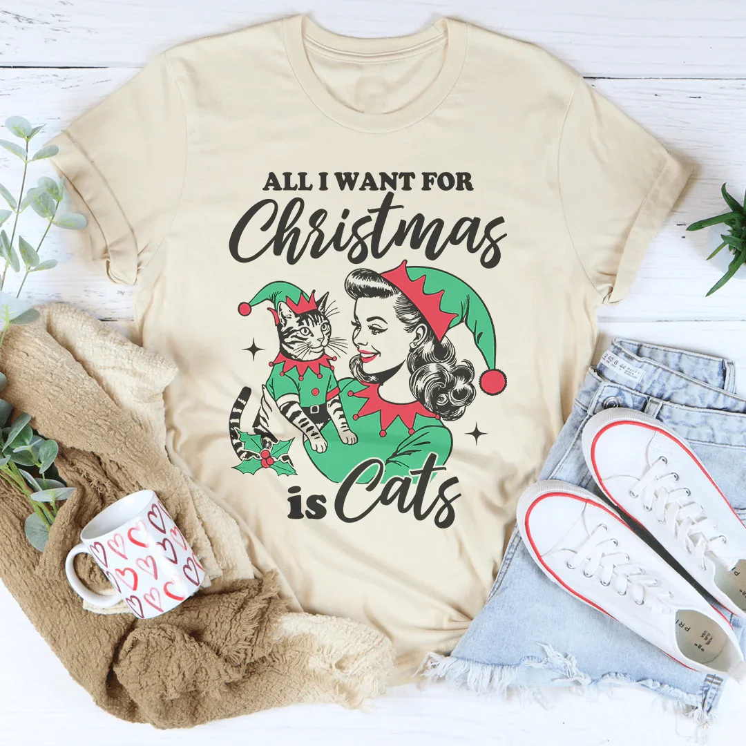 All I Want For Christmas Is Cats Tee Soft Cream / S Peachy Sunday T-Shirt