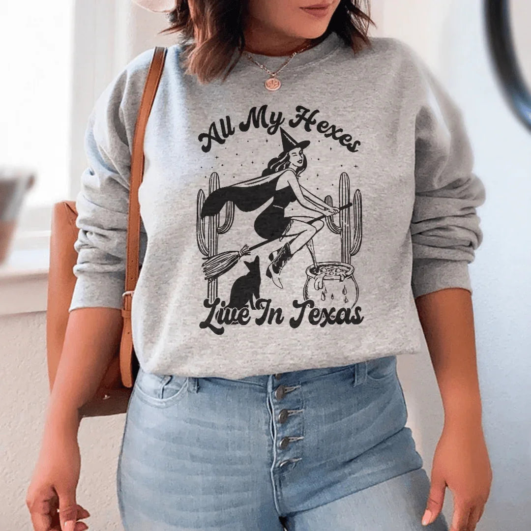 All My Hexas Live In Texas Sweatshirt Sport Grey / S Peachy Sunday T-Shirt