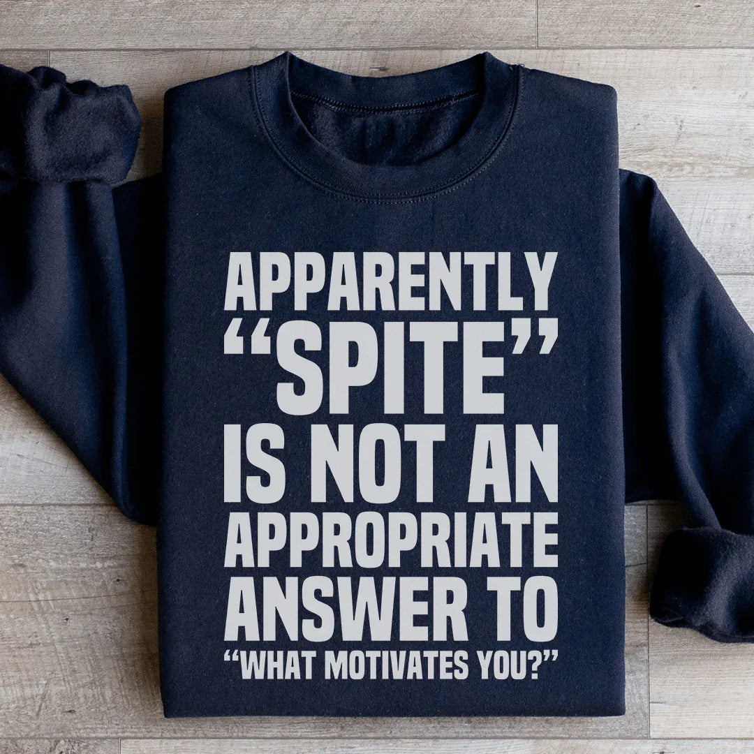 Apparently Spite Is Not An Appropriate Answer To What Motivates You Sweatshirt Black / S Peachy Sunday T-Shirt