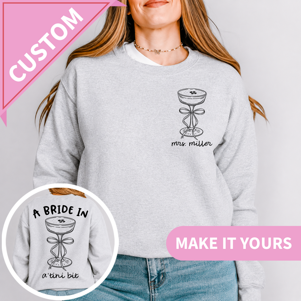 Personalisierter Bride In A Tini Bit Future Mrs Pullover