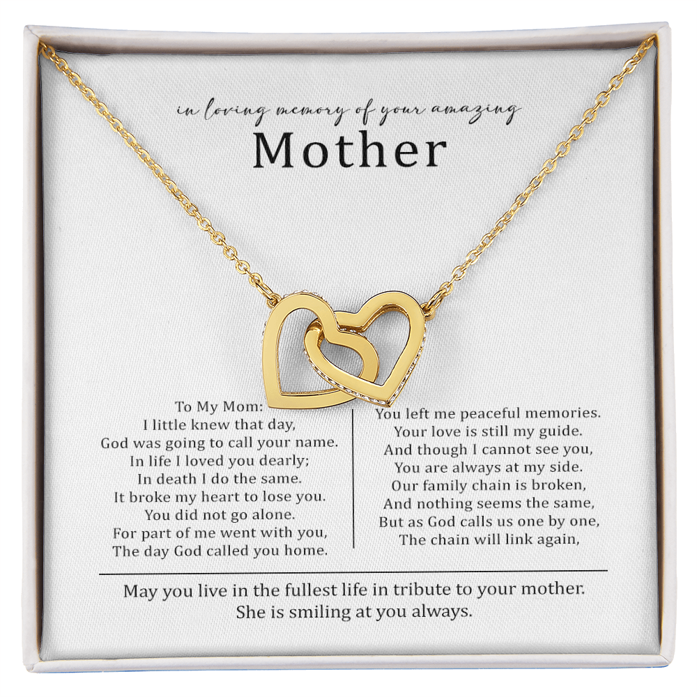 Collar de condolencias conmemorativo para madre: «En memoria amorosa de tu increíble madre»