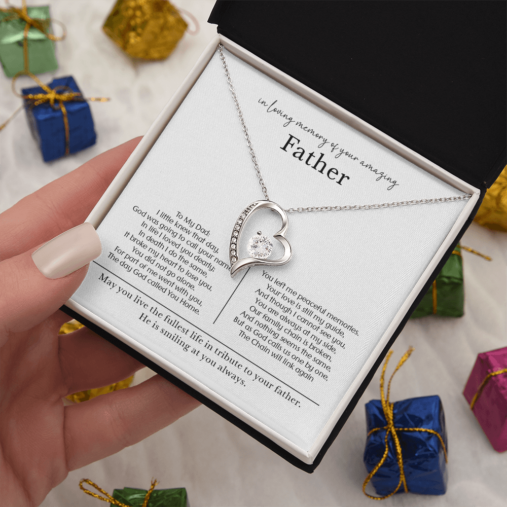 Andenkenkette mit Herz – \"In Loving Memory of Your Amazing Father\"