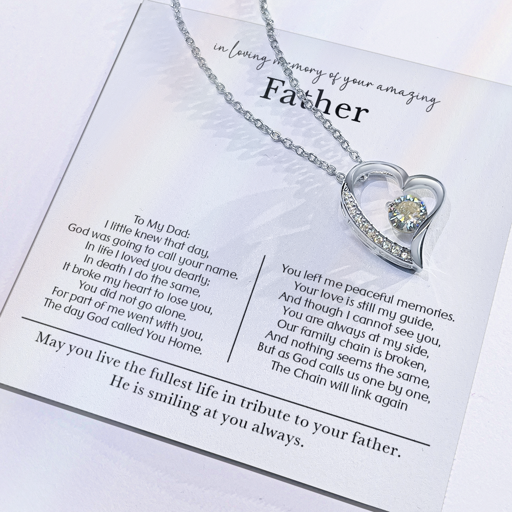 Andenkenkette mit Herz – \"In Loving Memory of Your Amazing Father\"