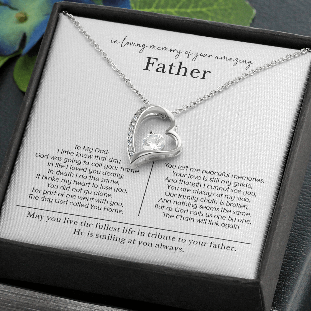 Andenkenkette mit Herz – \"In Loving Memory of Your Amazing Father\"
