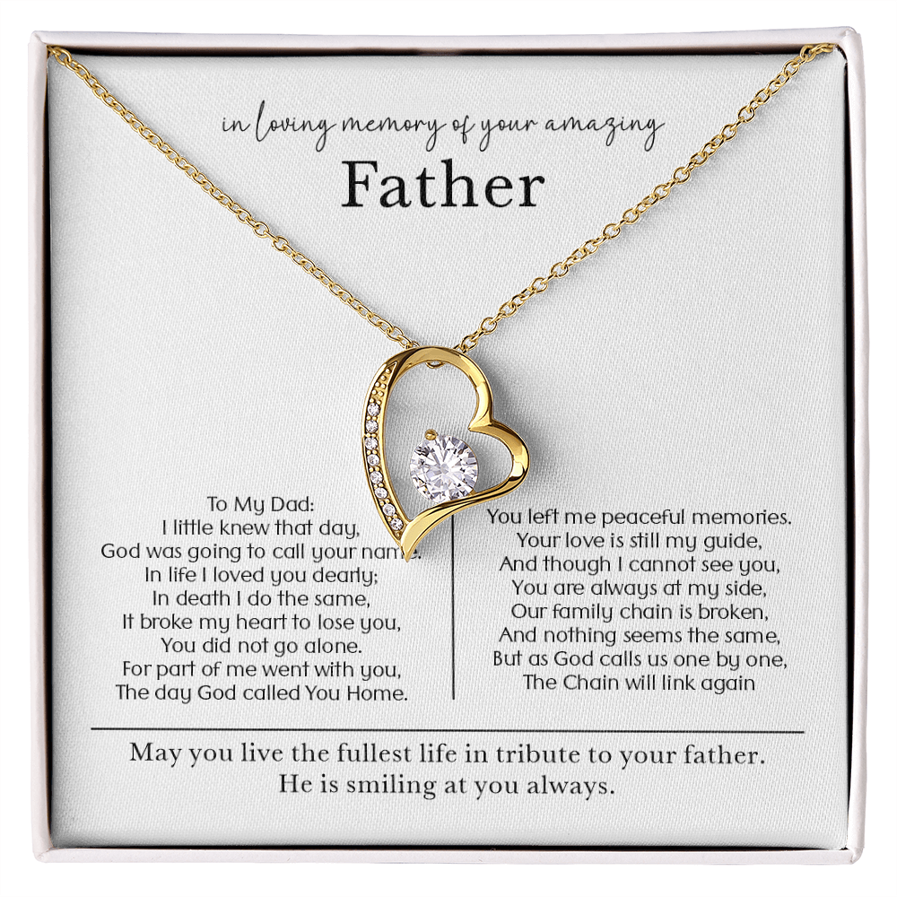 Andenkenkette mit Herz – \"In Loving Memory of Your Amazing Father\"