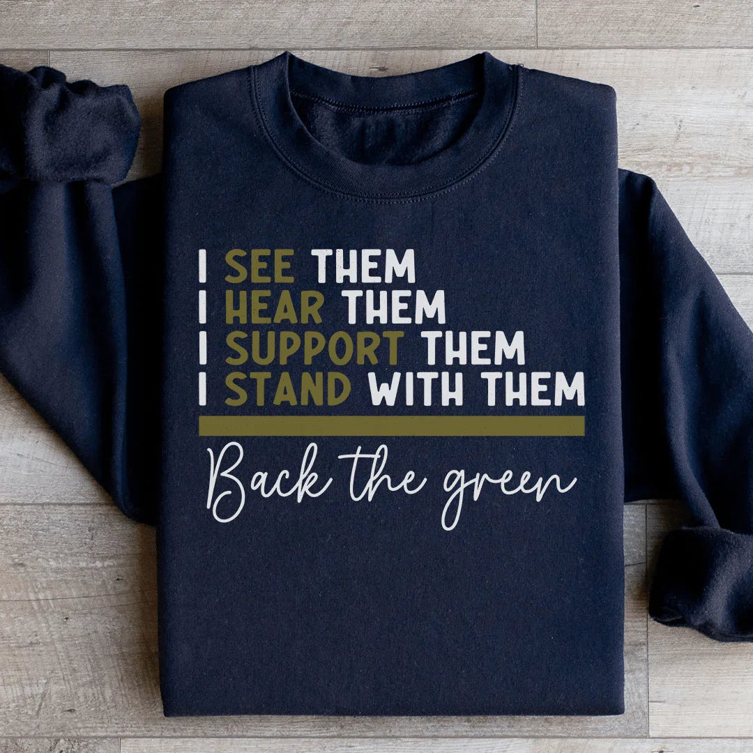 Back The Green Sweatshirt Black / S Peachy Sunday T-Shirt