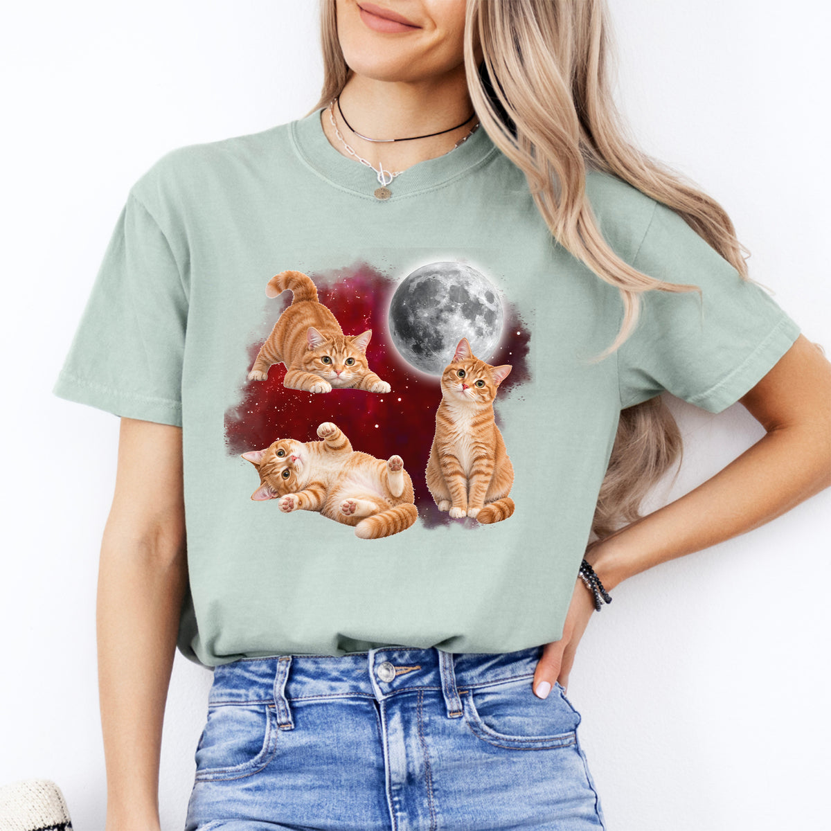 Personalisierbares T-Shirt mit heulendem Haustier zum Mond