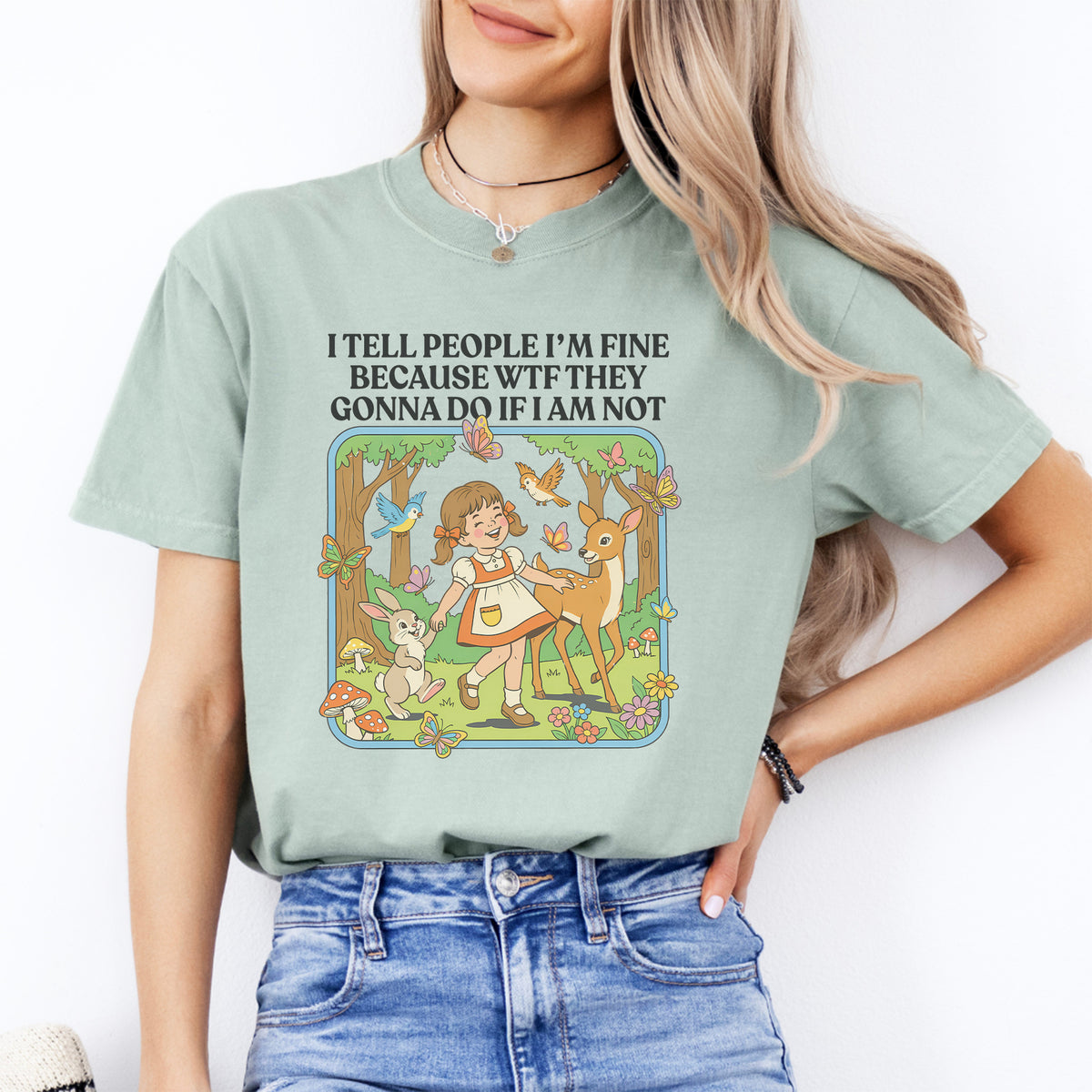 "I Tell People I'm Fine" – Relatable Sarcasm Casual Shirt