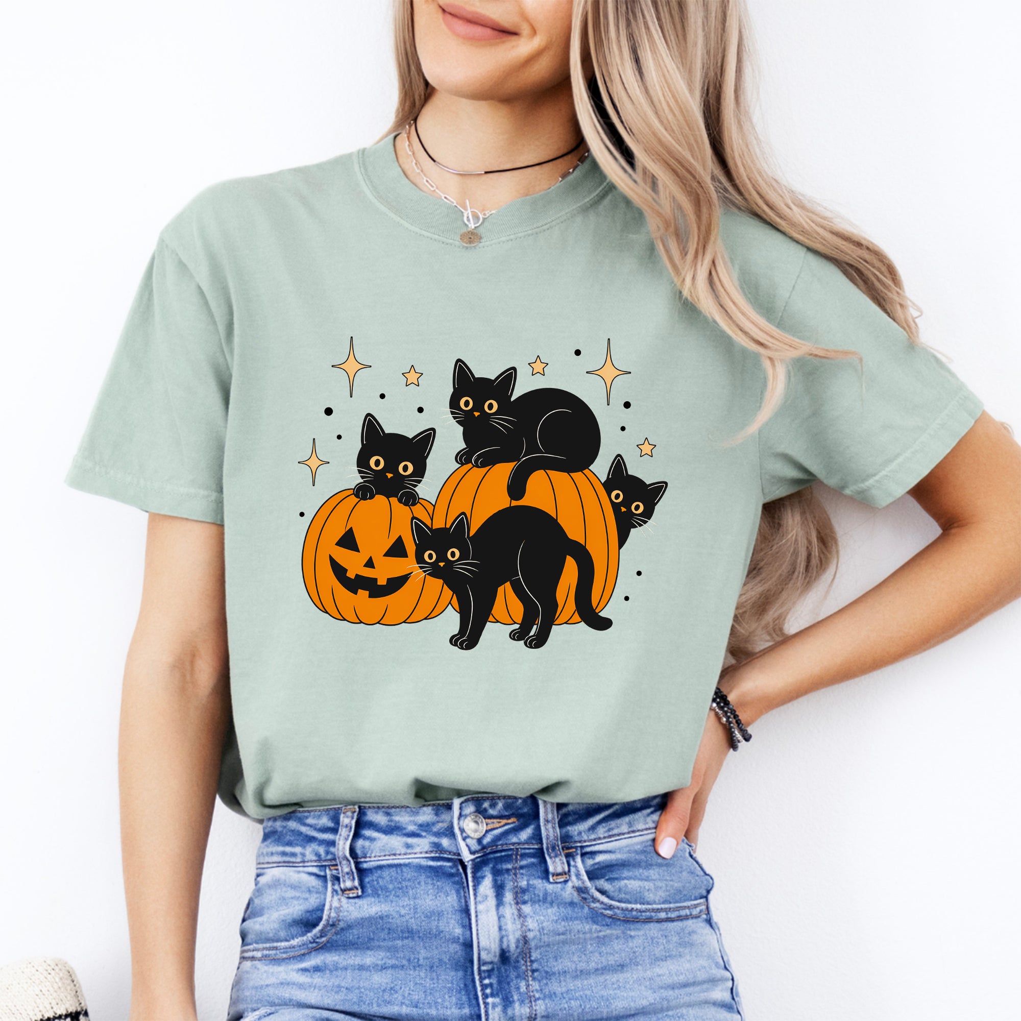 Halloween-T-Shirt „Schwarze Katze“